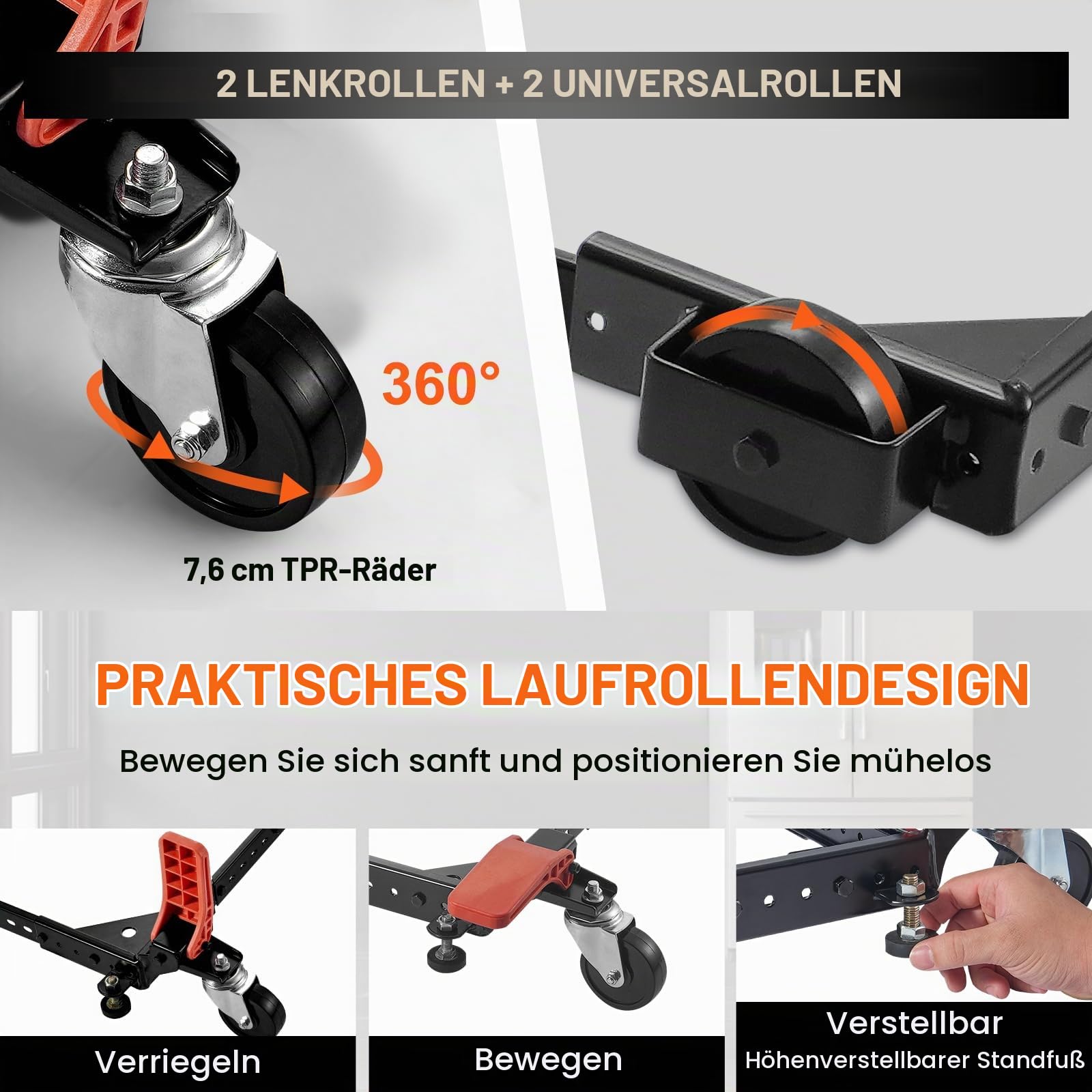 VEVOR Mobiler Sockel, 226,8 kg Tragkraft, Einstellbar von 304x304mm bis 914x914mm, Robuster Universal-Mobilständer mit Schwenkrädern, für Holzbearbeitungsgeräte, Bandsägen, Elektrowerkzeuge, Maschinen