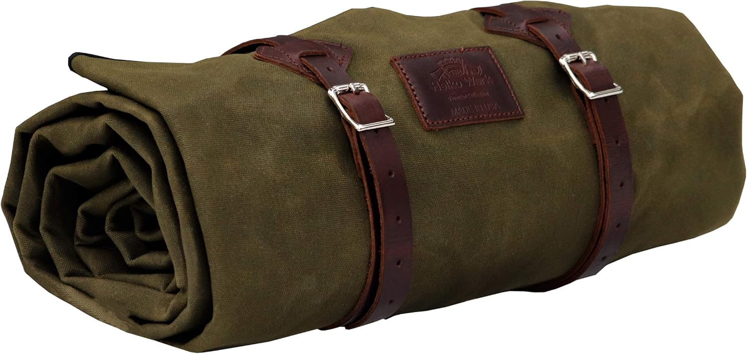 1845 Helko Werk Handmade Camping Bed Roll with Leather Straps and