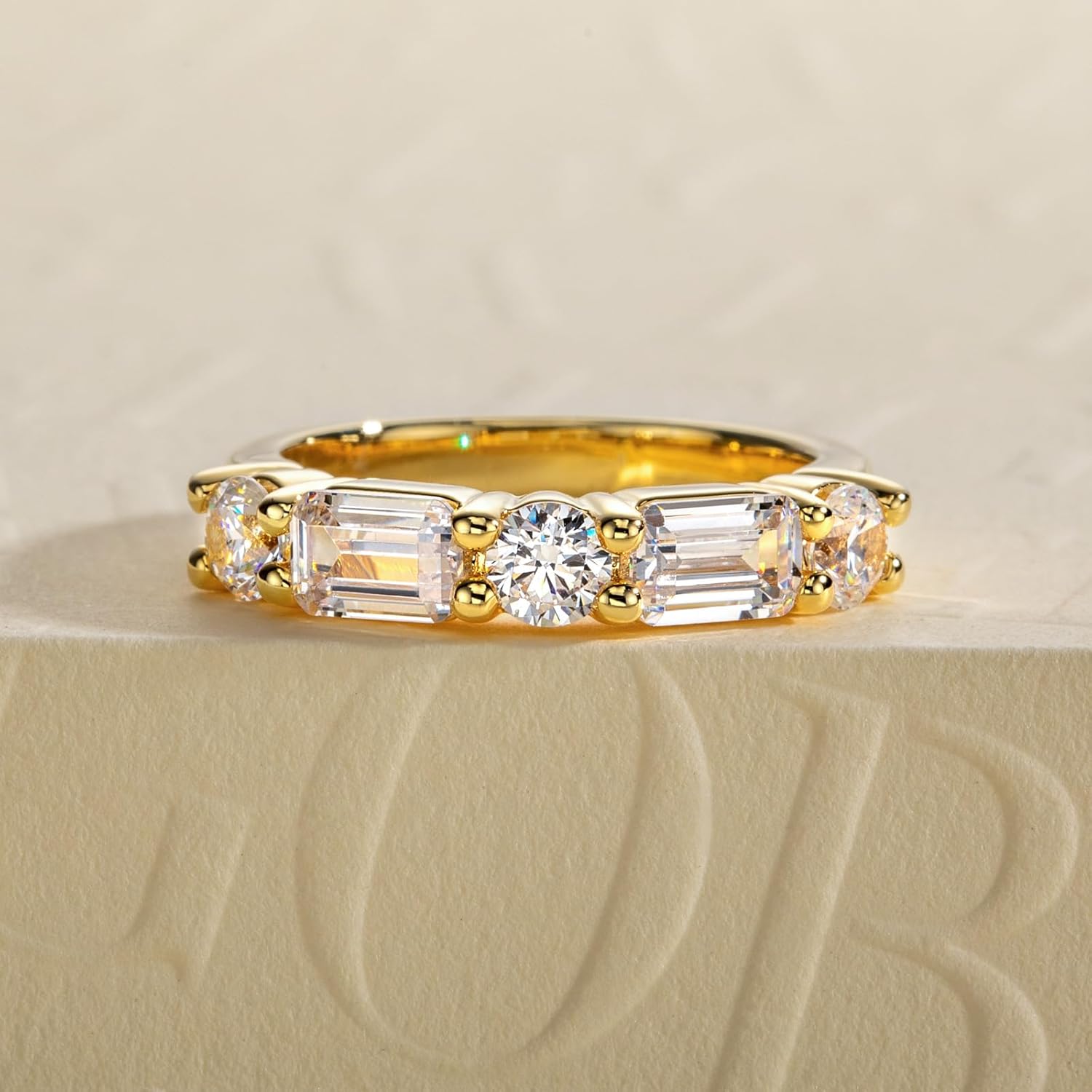 Cubic Zirconia Stackable Wedding Band Eternity Rings 5A Grade CZ Bridal Set Engagement Anniversary Band Ring for Women Size 5-9