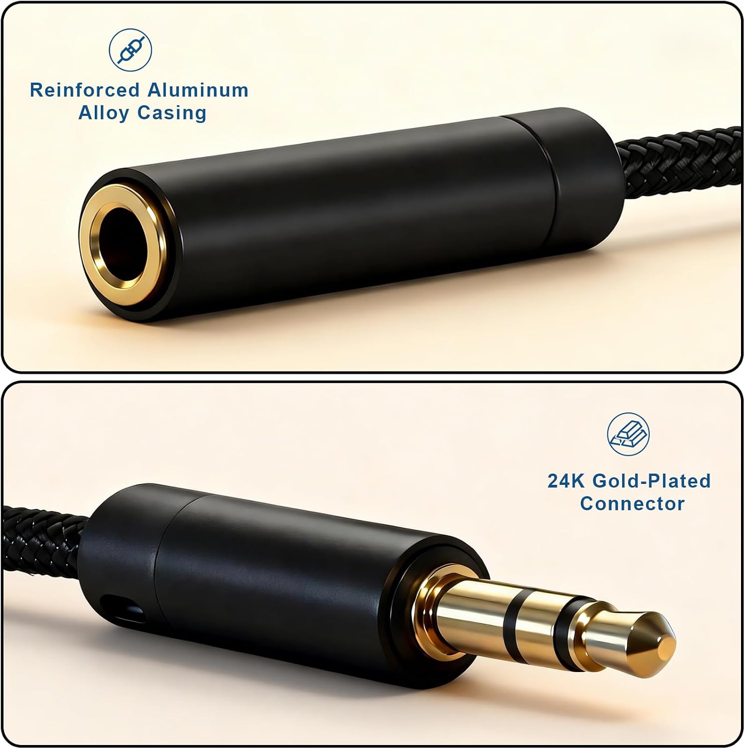 3.5mm Headphone Splitter, Premium Gold Plated Aux Cable Y Audio Splitter, Nylon Braided Stereo Dual Headphone Jack Cord 1 in 2 Way Out Headset Splitter for PC, Phones, Switch, Tablet