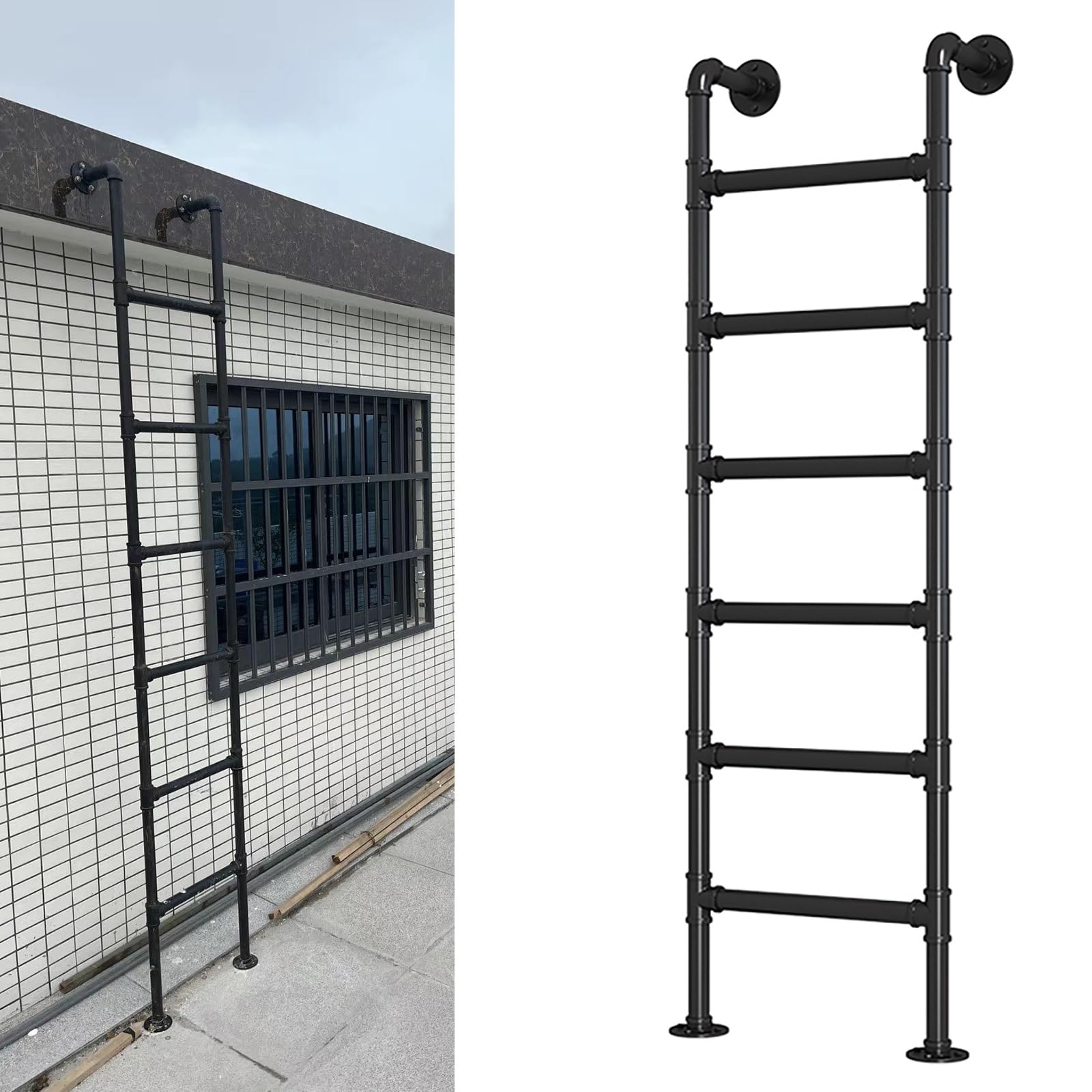 Escalera de litera ultraresistente para pared, soporta hasta 3300 libras en interior y exterior