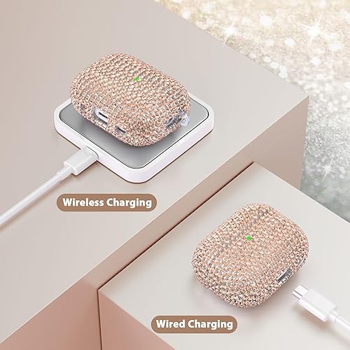 Miniatura 7 de VISOOM Funda brillante para Airpods Pro de 2 generación  Funda de joyería linda para Airpods Pro 1 2 con llavero de purpurina para mujer, funda de