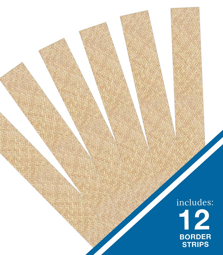 Schoolgirl Style Simply Boho Wicker Bulletin Board Borders, 36 Feet of Straight, Wicker Classroom Borders for Bulletin Board, White Board, Cork Board, Boho Decor, Wicker Decor, and Classroom Decor