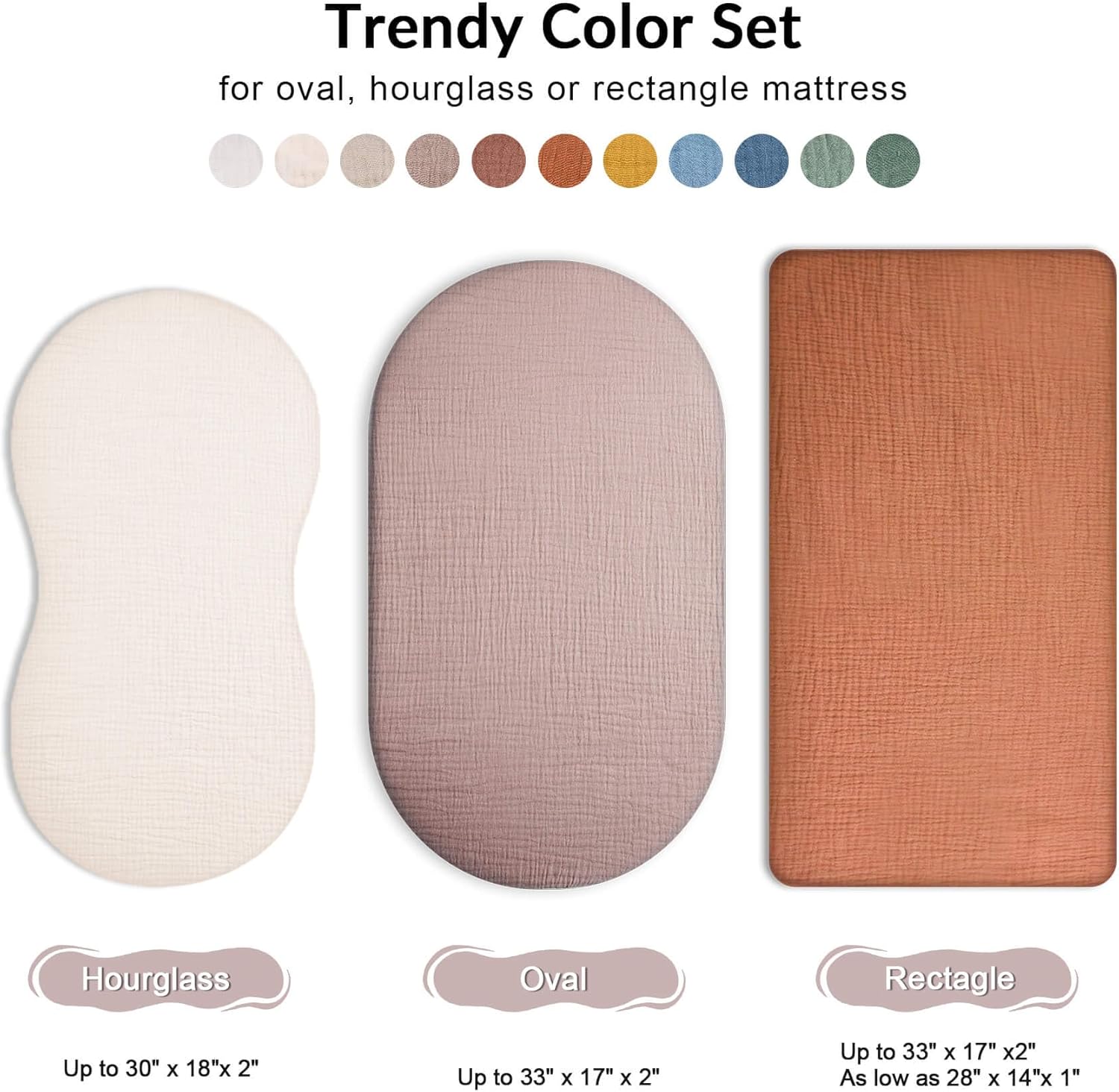 Bassinet Sheet for Baby Boy and Girl 2 Pack, Fitted Sheets for Rectangle, Oval, Hourglass Bassinet Mattress, Muslin Moses Basket Sheets with Neutral Style (Rosy) - Image 3