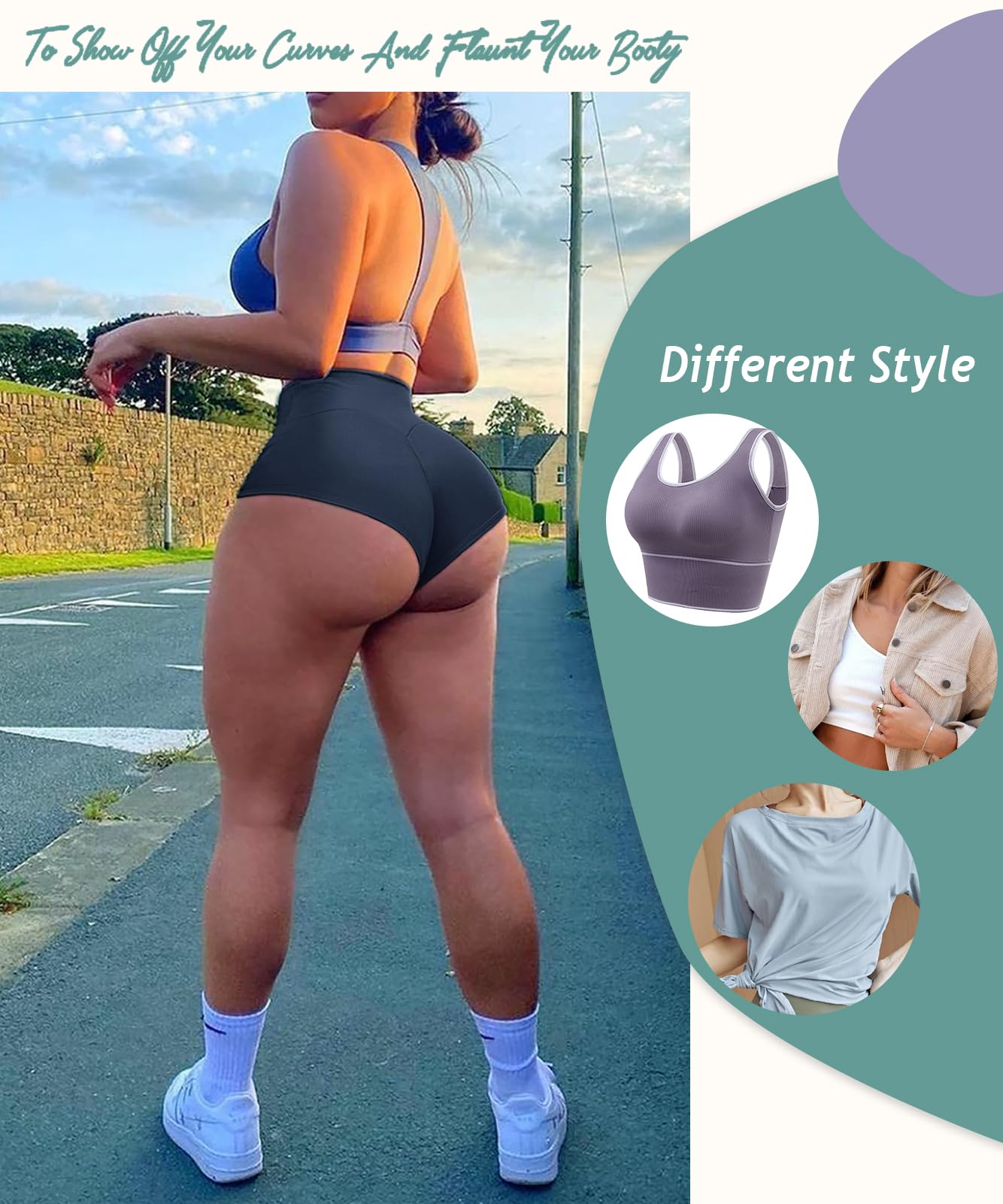 Women's High Waist Yoga Booty Shorts Workout Spandex Dance Hot Pants Butt Lifting Leggings Rave Outfits