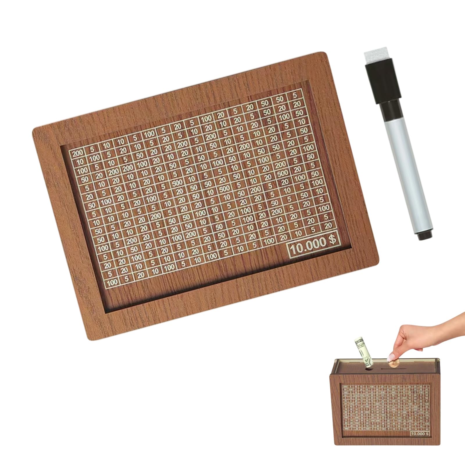 Wood Money Box Cash Saver Box with Integrated Display Numbers Perfect for Family Budget Planning Cash Saver with Numbers