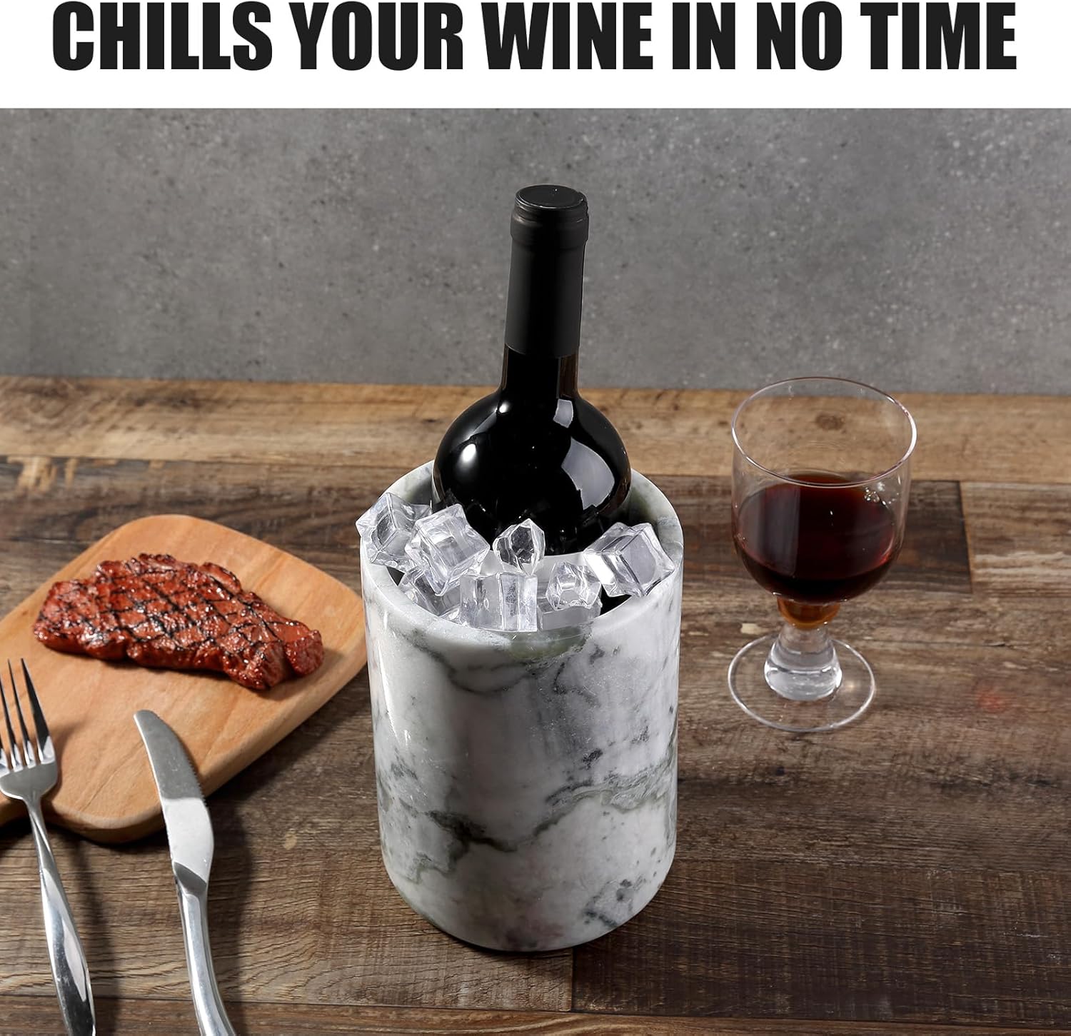 Marble Wine Bottle Chiller Bucket - Versatile Wine Chillers for Bottles - Handcrafted Wine & Champagne Cooler for Parties, Dinner - Applicable to Kitchen Utensil Holder Ideal for Wine Enthusiasts - Image 2