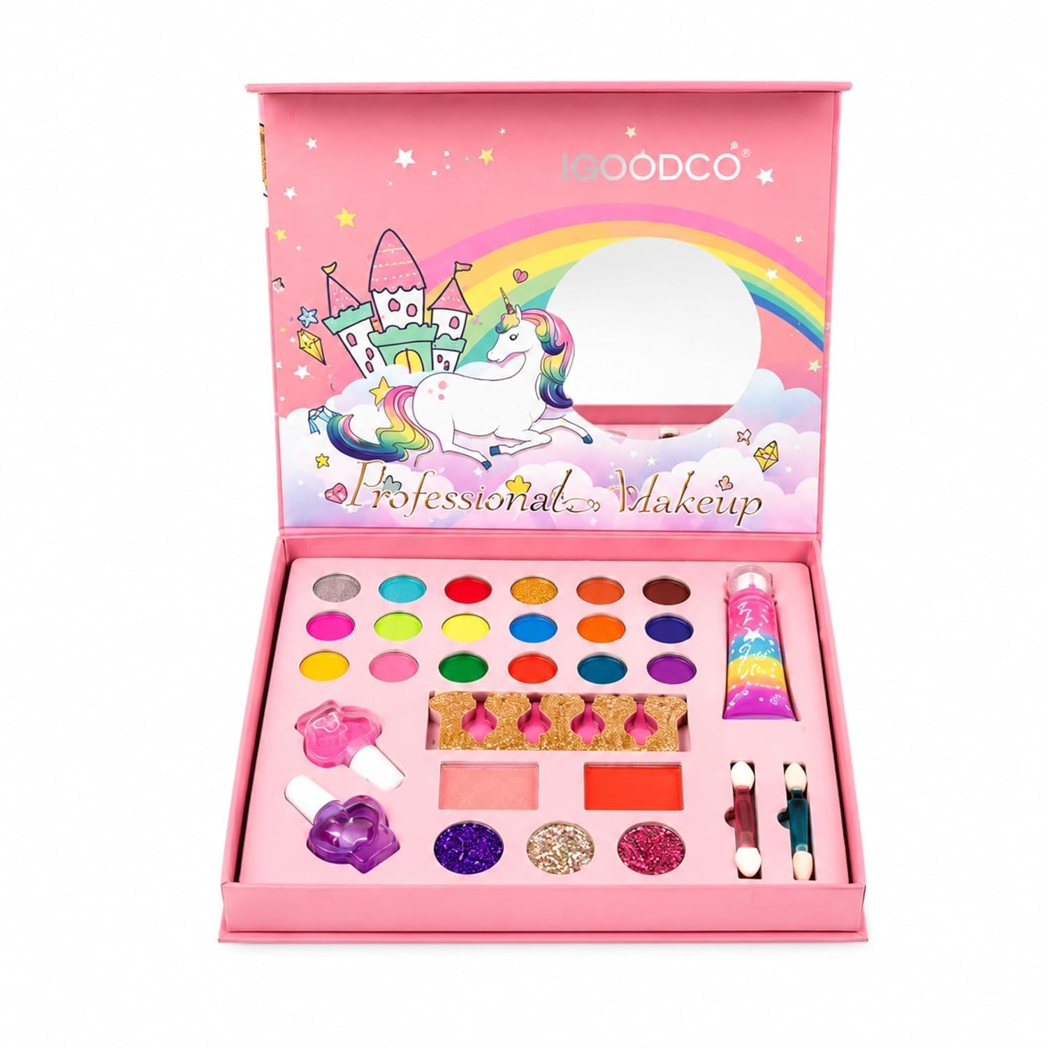 Kids Makeup Kit for Girls with Unicorn Case | Washable Pretend Play Makeup Set, Non-Toxic Beauty Toy Kit with Lipstick, Eyeshadow, Nail Polish, Brush & Accessories | Birthday Gift for Girls-image-34