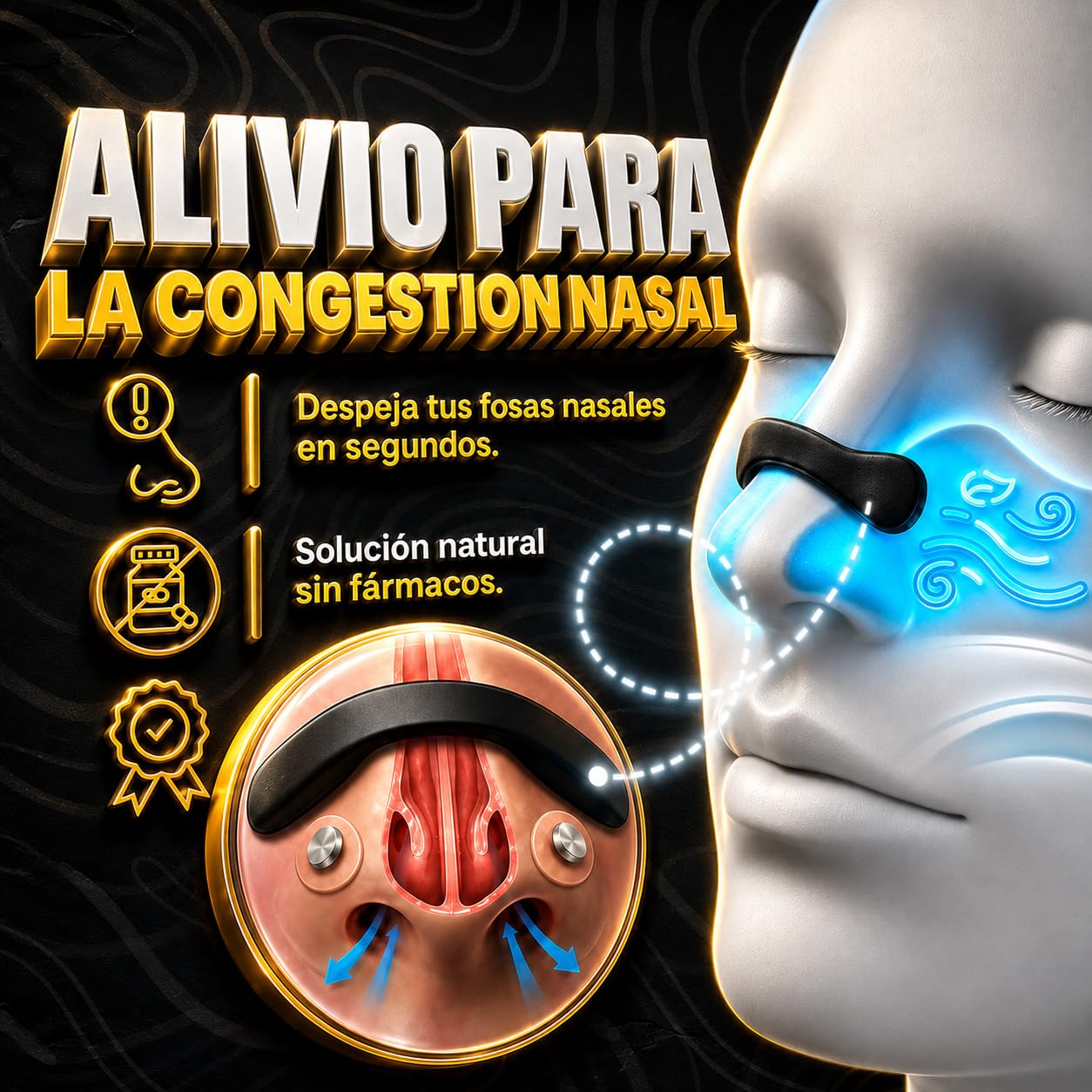 Tiras Nasales Magnéticas Premium - 4 Bandas Magnéticas + 60 Parches (Kit 30 Días) - Incluye Ebook Exclusivo - Tira Nasal Magnética para Respirar Mejor por la Nariz, Tiras Nariz Respirar