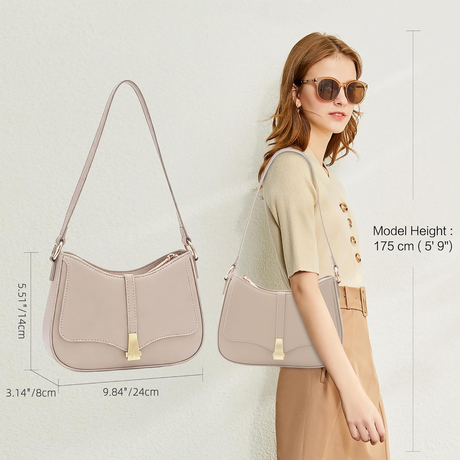 Prettyzys Crescent Shoulder Bag for Women, Vintage Retro Vegan Leather Clutch Tote Handbags Crossbody Bags Handbag for Women - Image 2