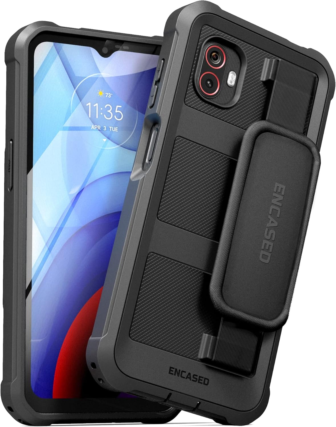 Encased Hand Strap Case for Samsung Galaxy XCover 6 Pro with Belt Clip - Rugged Phone Cover w/Holster (Black)