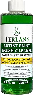 TERLANS Art Paint Brush Cleaner & Restorer, 8.4 fl oz (250 ml) | Water Based & Strong | for Removing Dried Acrylics/Oil Paint from Bristles and Painting Tools
