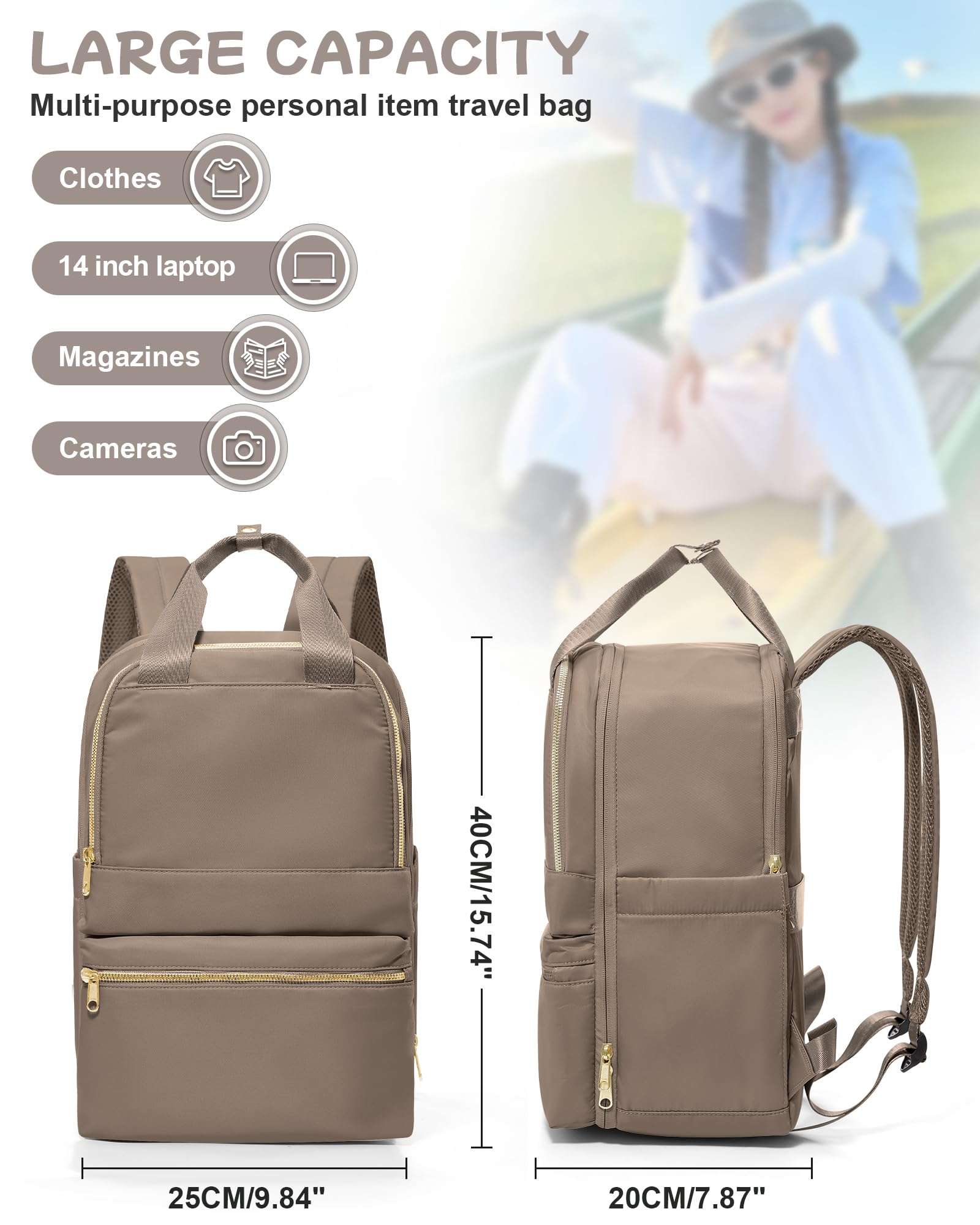 bergsalz zaino ryanair 40x20x25 zaino da viaggio donna zaino da viaggio aereo bagaglio a mano 40x20x25 ryanair zaino uomo Sportivo zaino da scuola casual laptop da 14 pollici Marrone