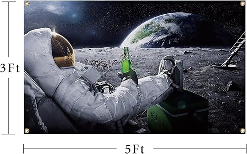 Miniatura 2 de sixord Universo astronauta Cerveza Espacio Exterior Ocio Fresco Tapices Divertidos 3 × 5 pies se puede utilizar para la escuela, sala de estar,