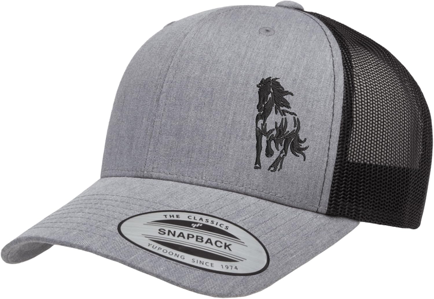 Embroidered Horse Silhouette Trucker Hat – Mesh Snapback Baseball Cap for Men & Women, Adjustable Outdoor Cap