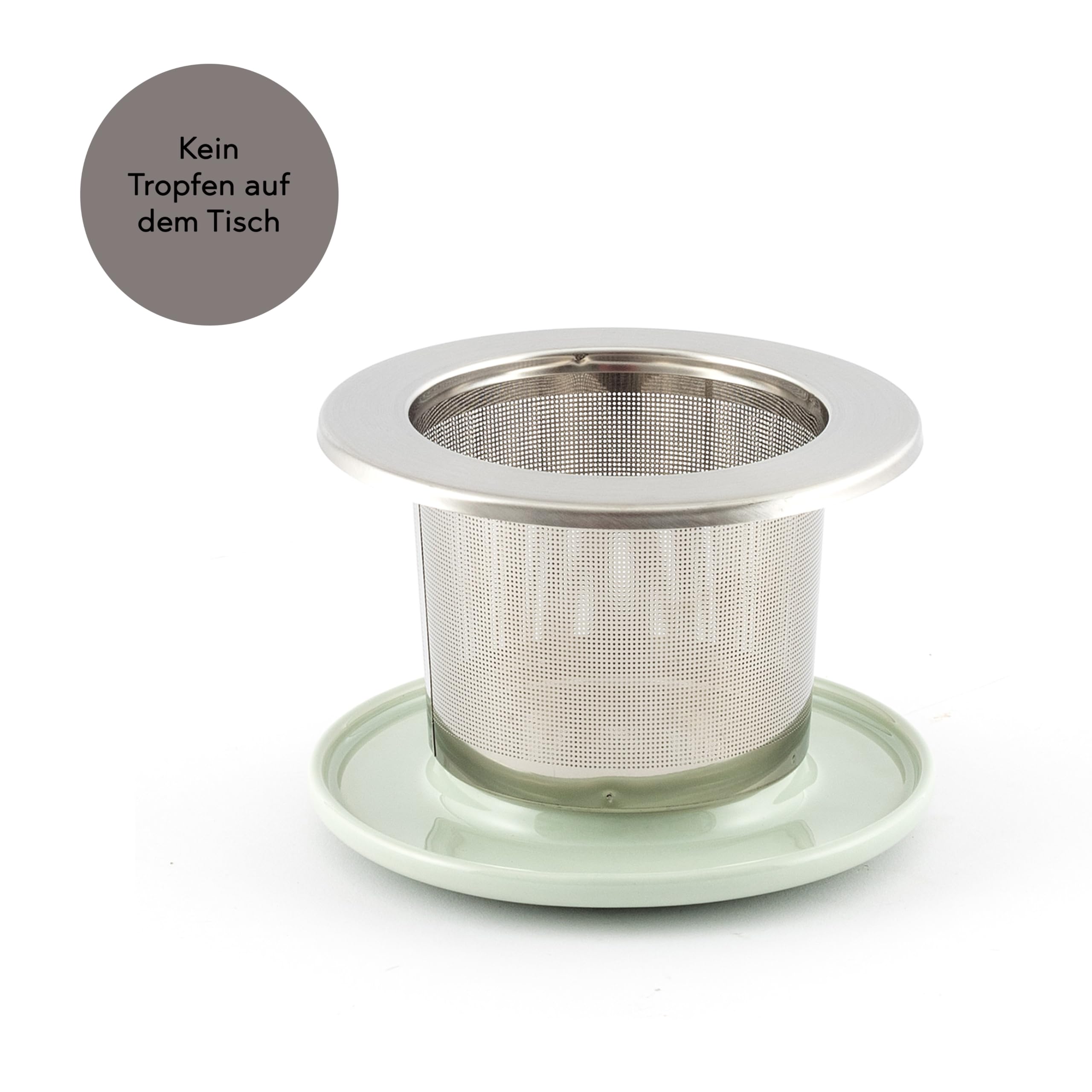 Hanseküche Tazza da tè con coperchio e colino, XXL, 600 ml, in ceramica, grande, con coperchio, filtro da tè, grande (menta, 600 ml)