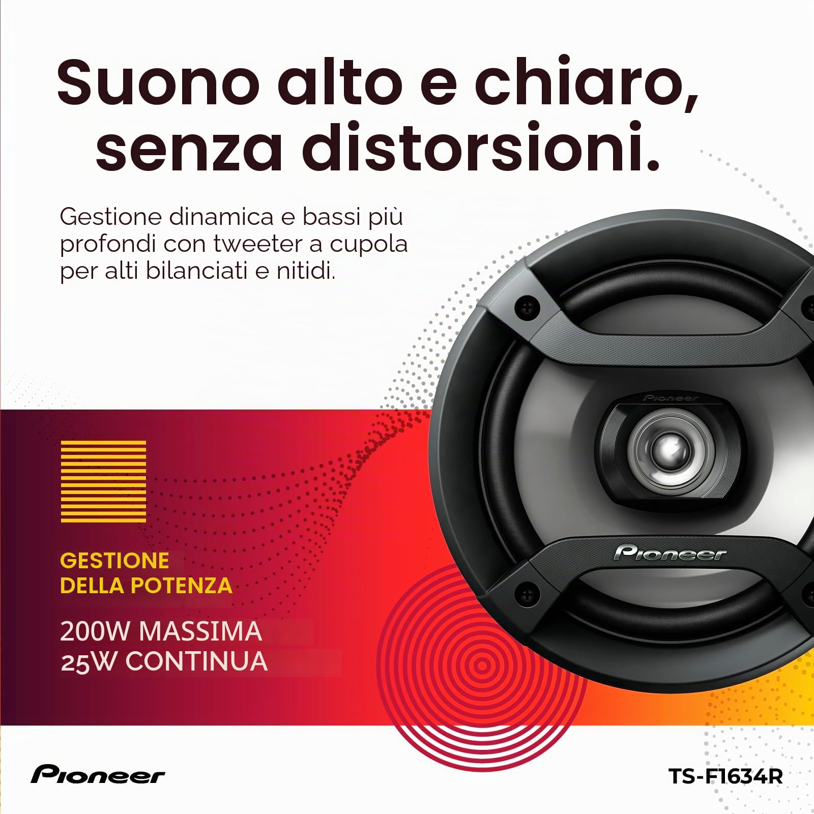 Pioneer TS-F1634R Rotondo 2-vie altoparlante auto