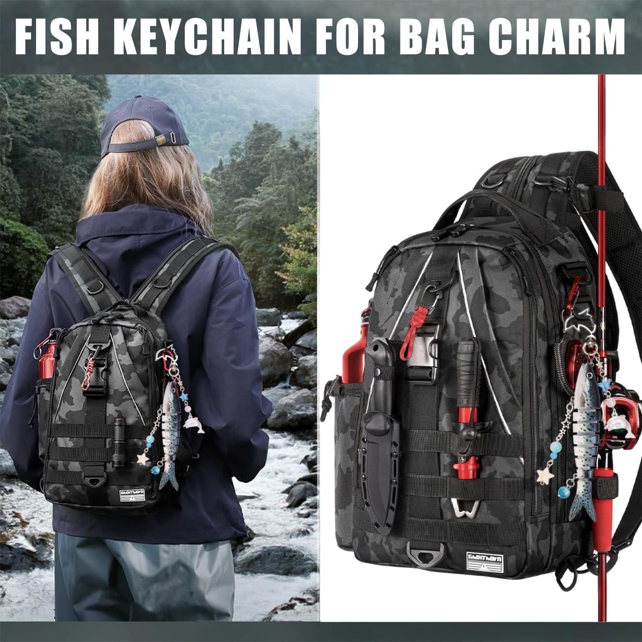 XGALBLA Cute Lifelike Fish Keychain, Aesthetic Y2K Charms Keychain Accessories for Bag Charms Purse Gift, Fishing Gifts image 5
