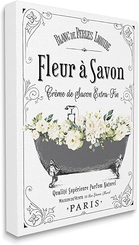 Miniatura 3 de Stupell Industries Fleur a Savon - Bañera floral vintage parisina, diseño con letras y forro
