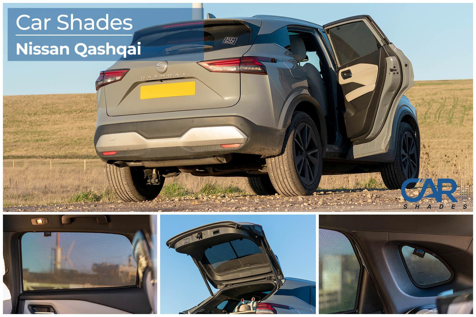 Set di Car Shades Compatibile con Nissan Qashqai III (J12) 2021- (6-Parti) Tendine Parasole su Misura