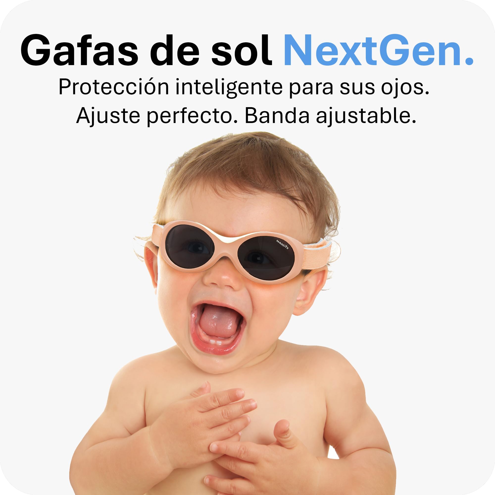 Mausito gafas de sol para bebés 0-18 meses UV400 & lentes categoría 3 | Gafas de sol infantiles flexibles con correa ajustable y suave | Ajuste seguro | Diseño europeo