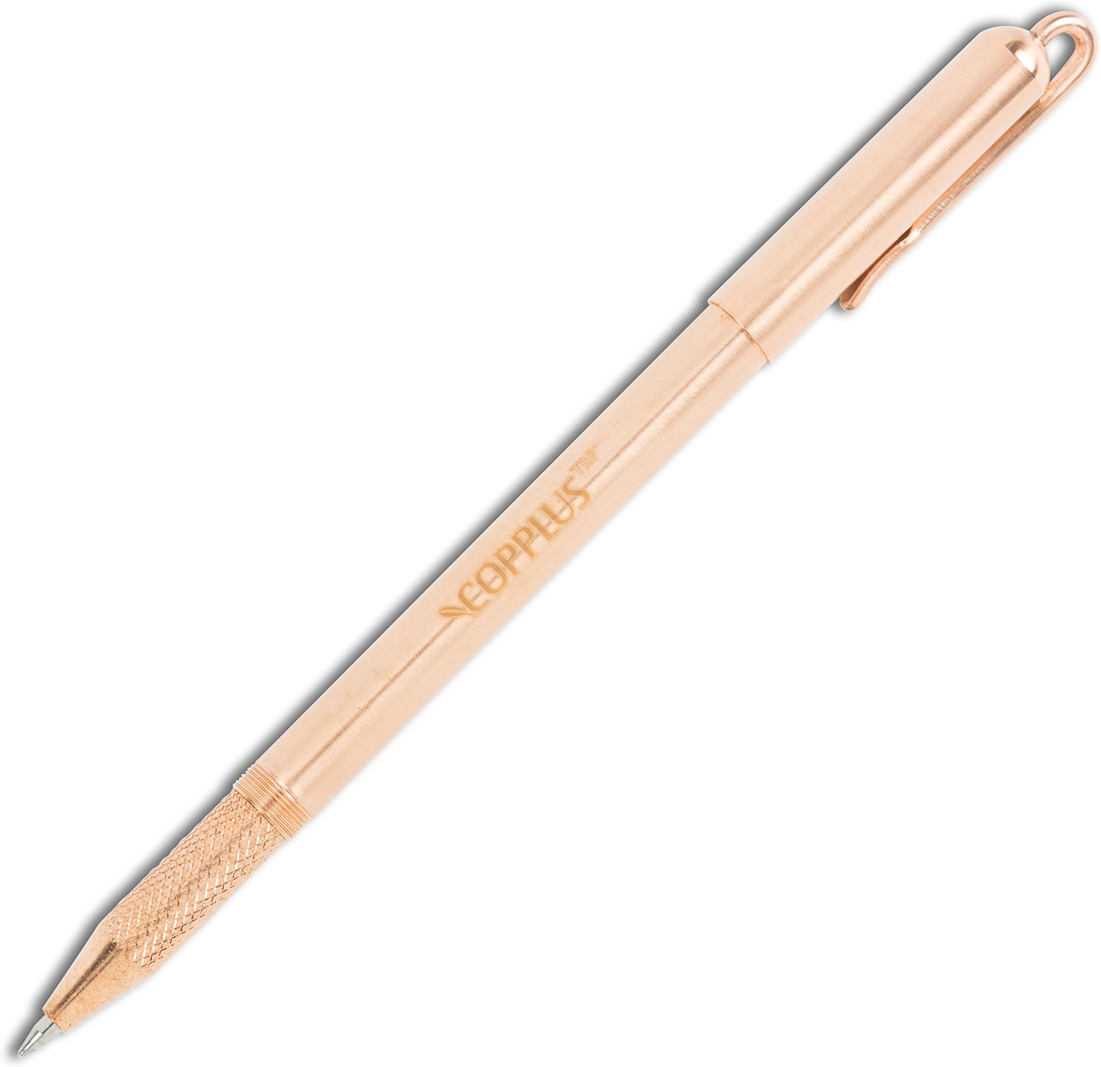 Copplus Retro Copper Pen with Knurled Grip, Refillable with Pilot G2 Ink Cartridges