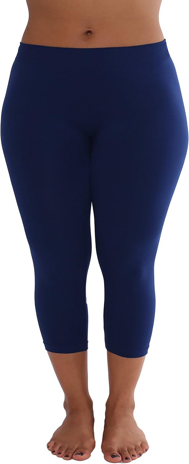 TD Collections Women's High Waisted Soft Capri Yoga Pants - Moisture Wicking Tummy Control Capri Leggings for Workout Navy