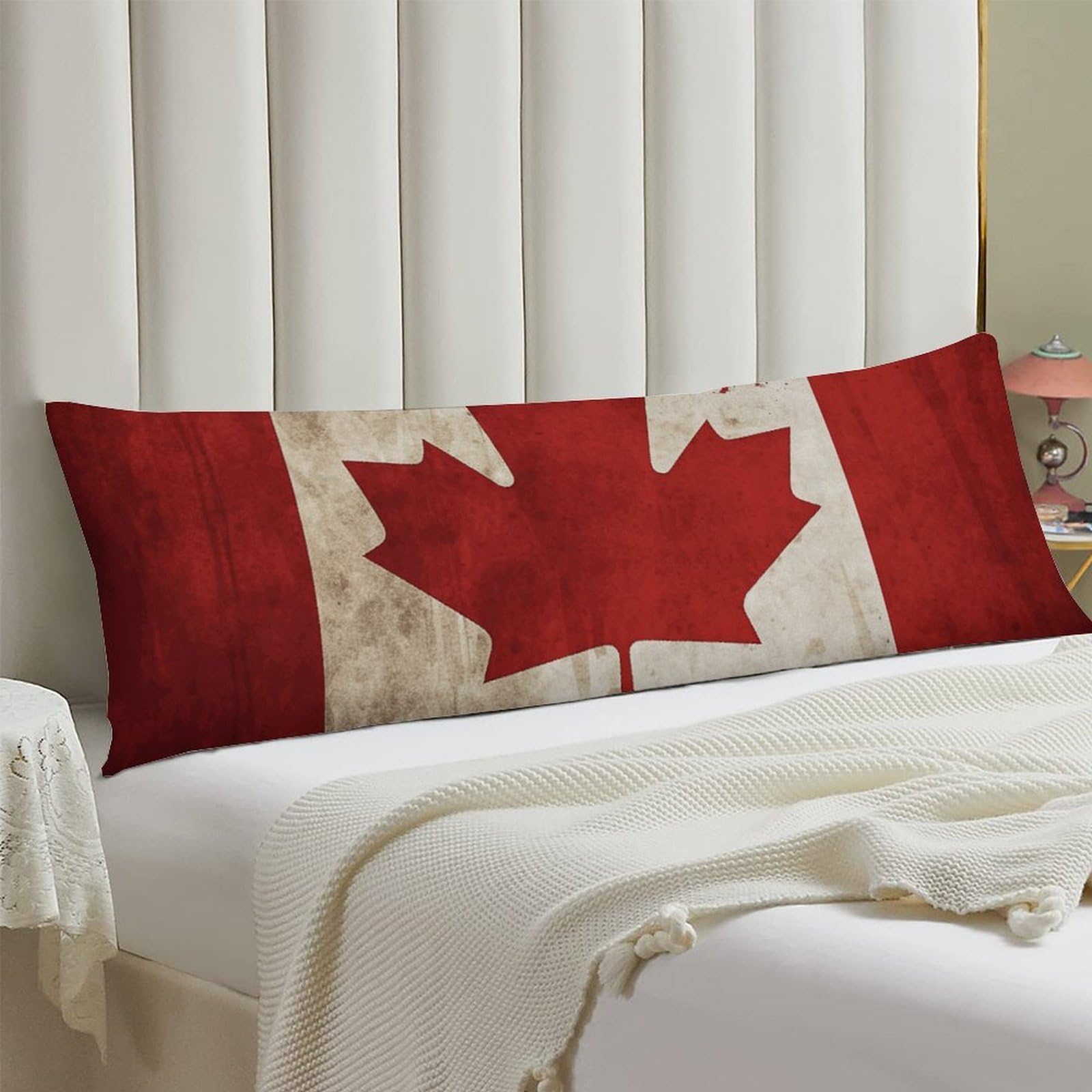 Body Pillow Cover 20x54 Long Pillow Case with Invisible Zipper Breathable Microfiber Retro Canada Flag Pillowcase Soft Cozy Protector for Bedroom Couch Sofa Bed Home Decor All Seasons