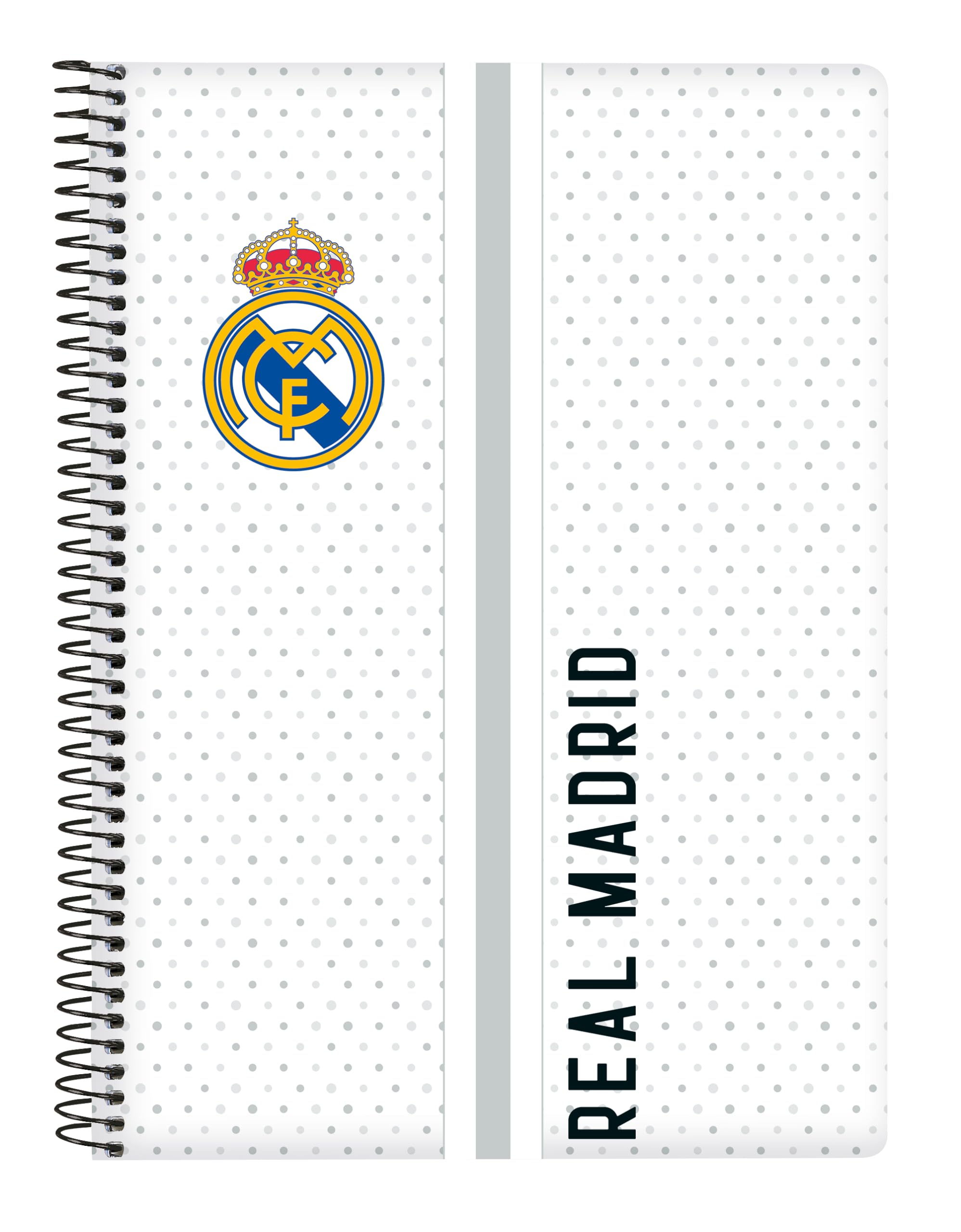 Safta Real Madrid 1ère équipe 24/25 Cahier couverture rigide 15,5 x 22 cm blanc/gris
