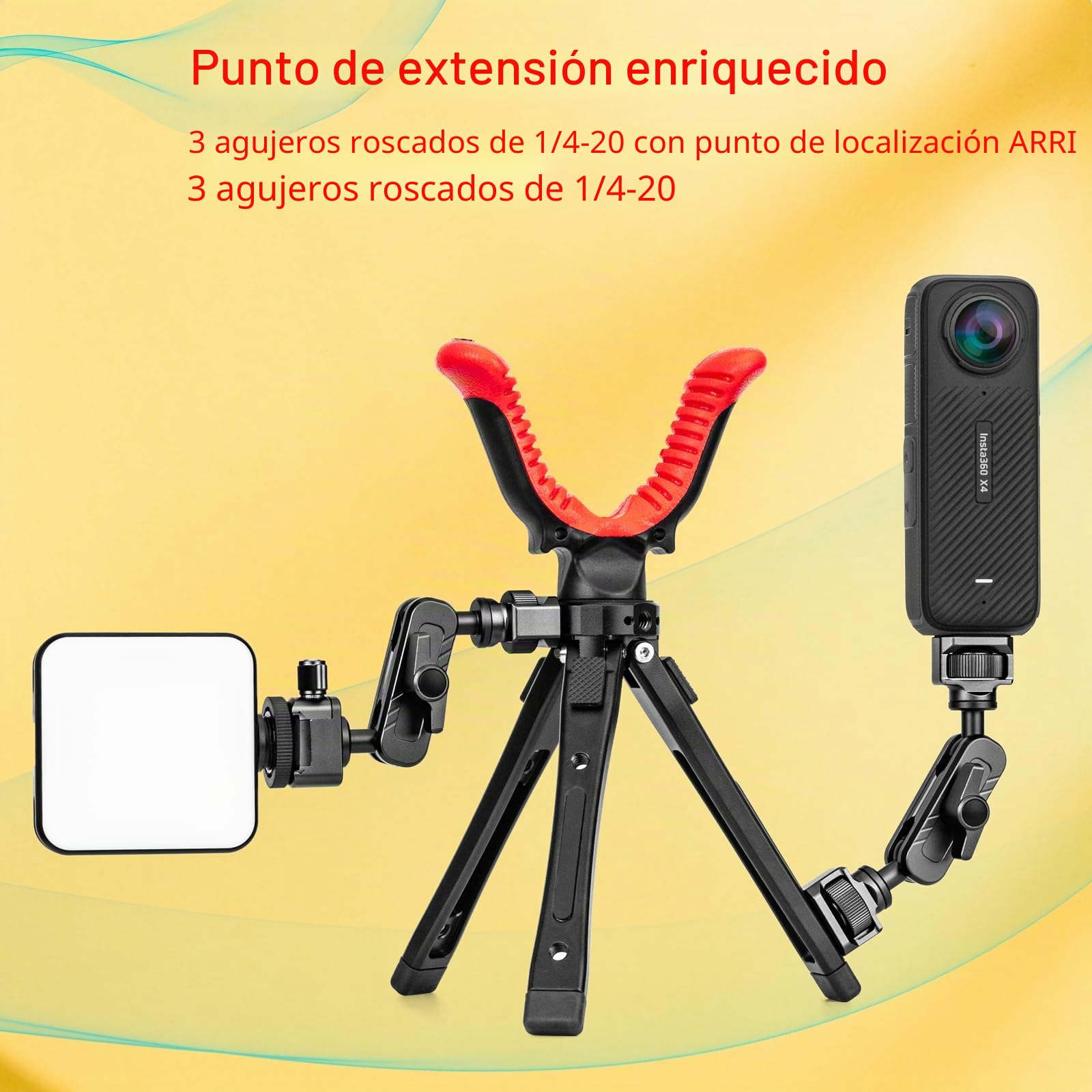 Zeadio Soporte de trípode para cámara, soporte ajustable de 2.4 a 6.6 pulgadas con rotación de 360 grados en V para todas las cámaras