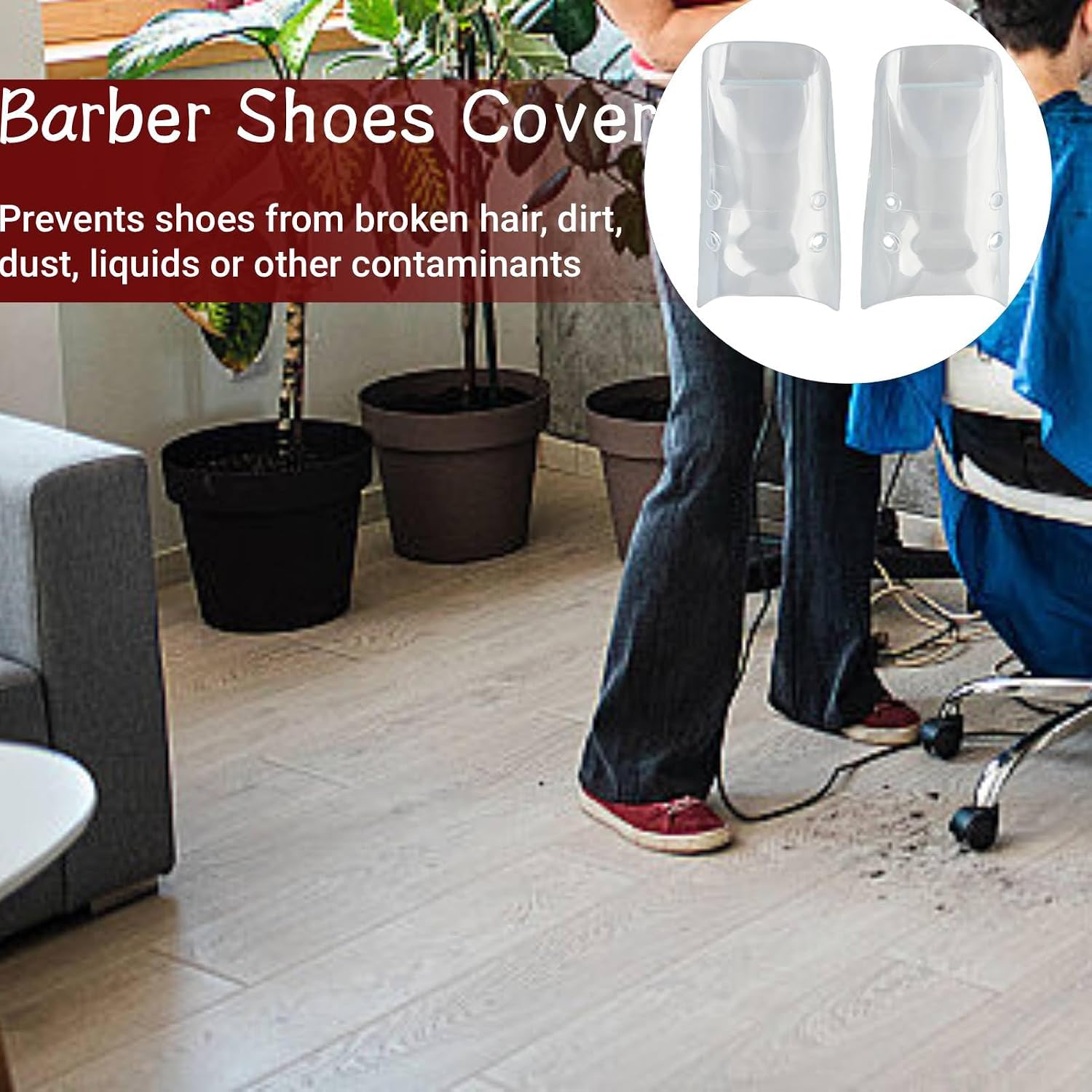 1 Pair Barber Shoe Covers Protector Clear Reusable Barber Shoes Cover High Transparent Hair Stylist Protective Case for Men Women Barbershop Hair Cutting Coloring Hairdressin