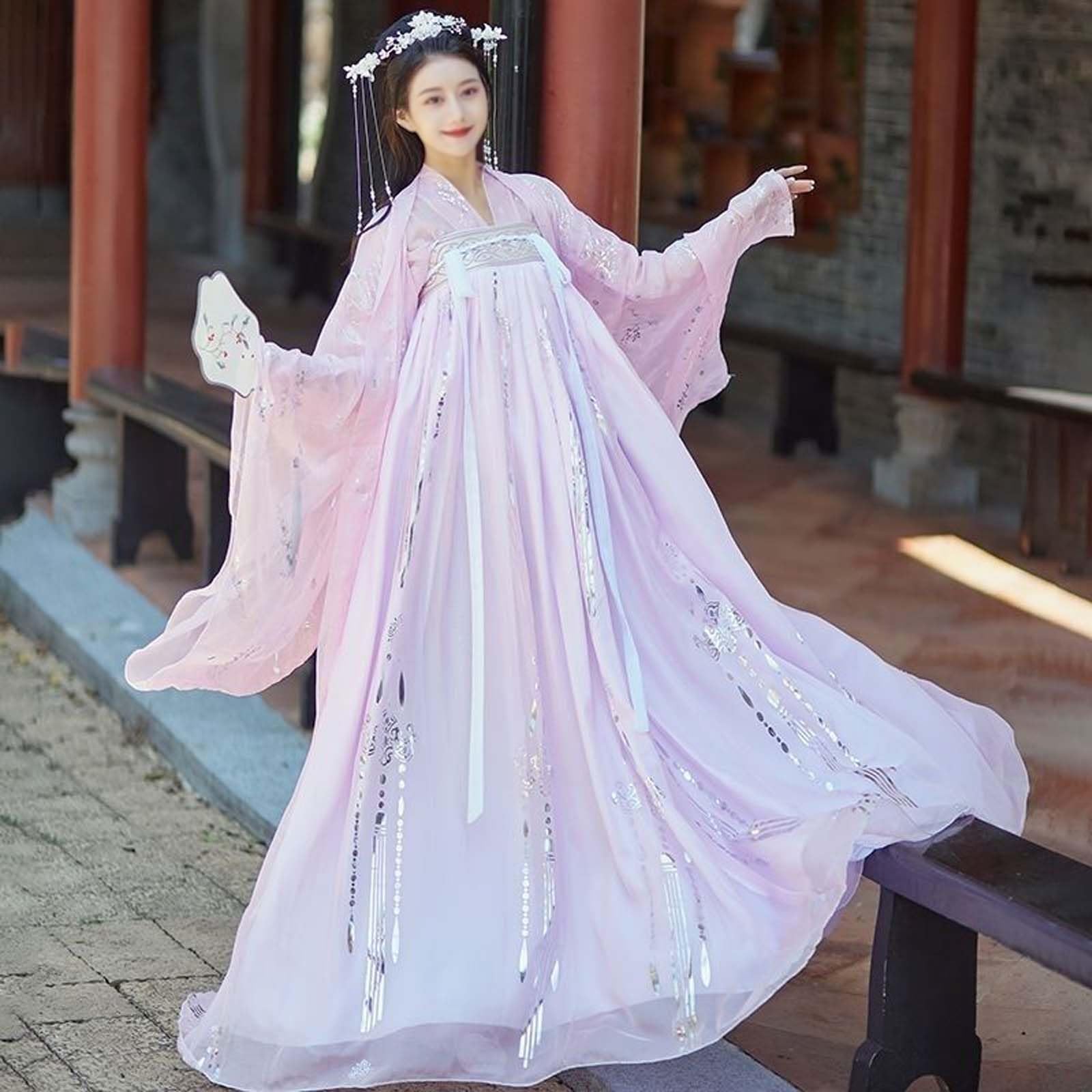 Antyczne sukienki Hanfu (S-3XL), damski kostium Tang (rozmiar plus), top + spódnica + bluzka z rękawami, cosplay/na co dzień