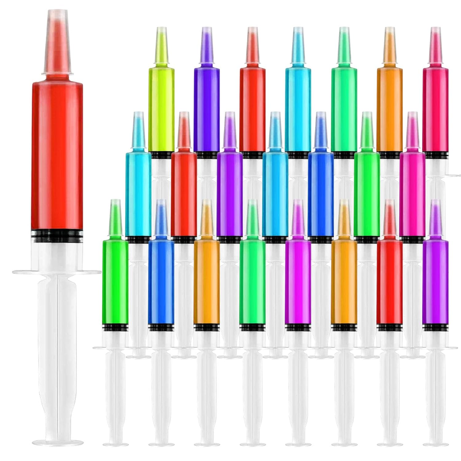 100 Packs Syringes for Jello Shot, 20mL Party Jello Shot Syringes with Cap BPA-free, Washable, Halloween, Thanksgiving day, Christmas, Party Nurses, Graduation