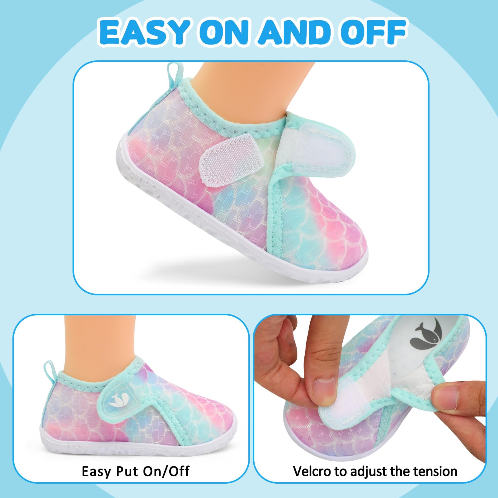FEETCITY Baby Water Shoes Breathable Mesh Infant Sneakers Beach Aqua Socks for Kids Boys Girls