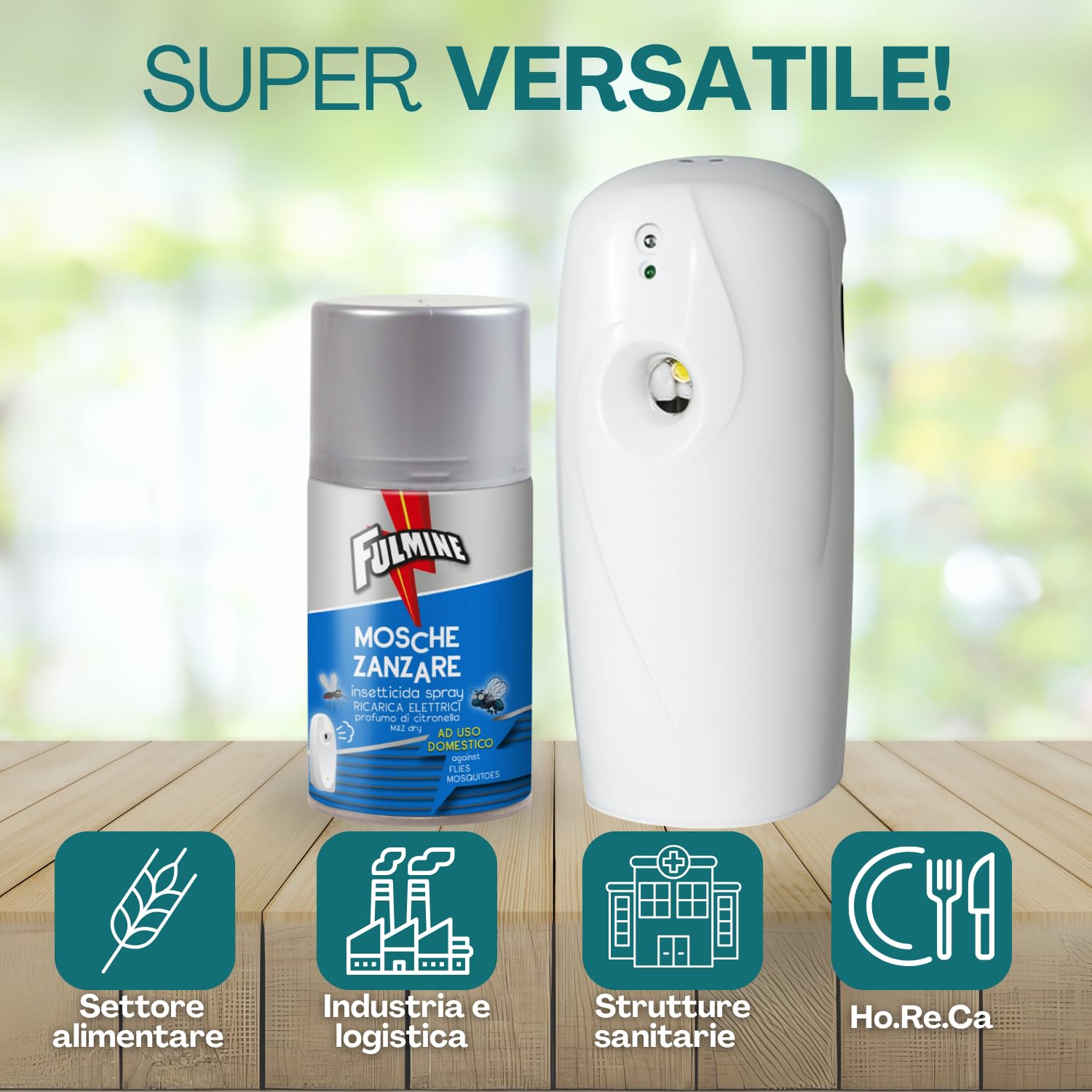 Virsus 12 Bombolette Fulmine Insetticida Mosche & Zanzare 250ML CON 1 Erogatore Automatico night and day - F