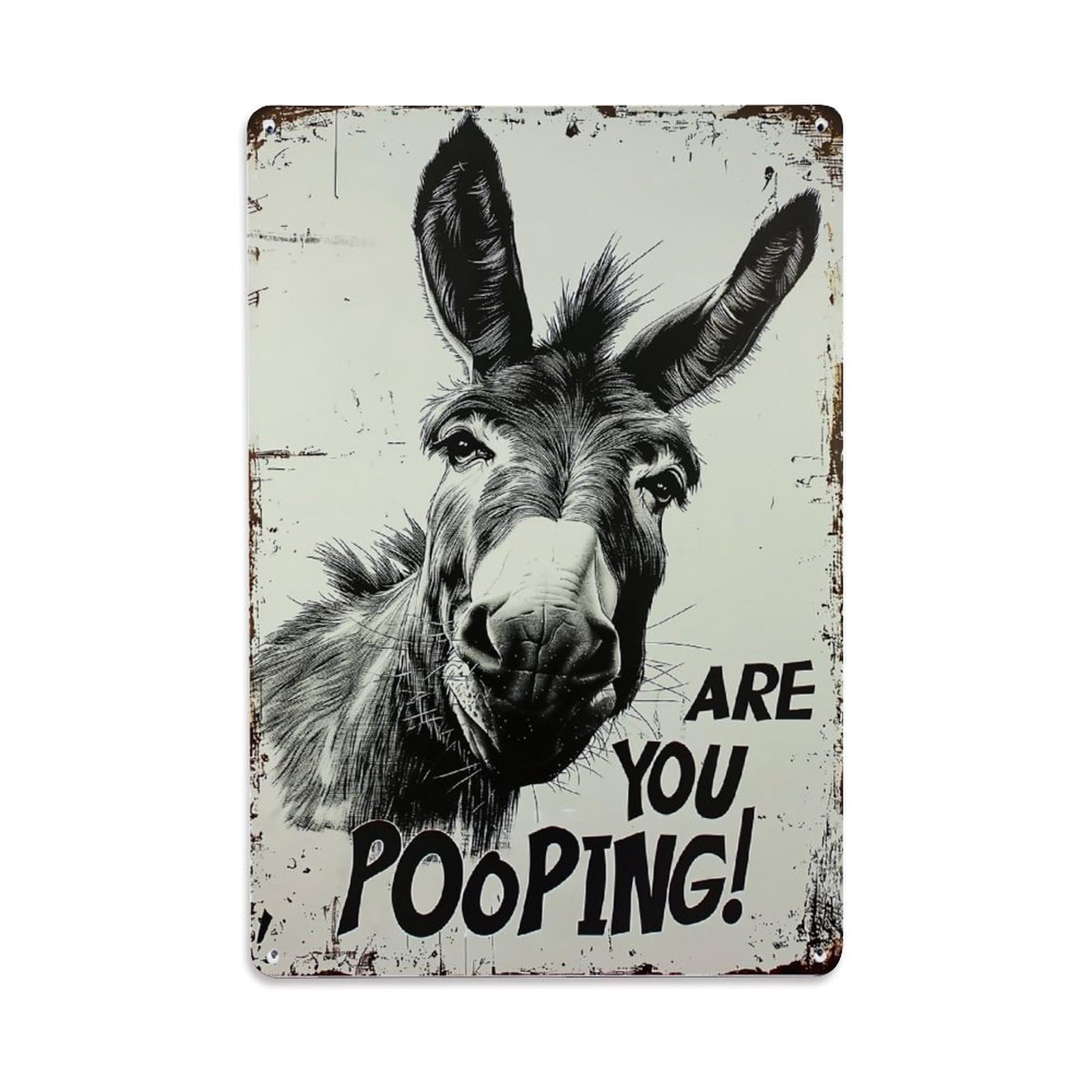 Bliveurn Vintage Are You Pooping Donkey Illustration Retro Metal Tin Sign, Metal Poster For Home, Gaming Room, Studio Workshop,Bar,Garage Wall Art Decor 8X12 Inch