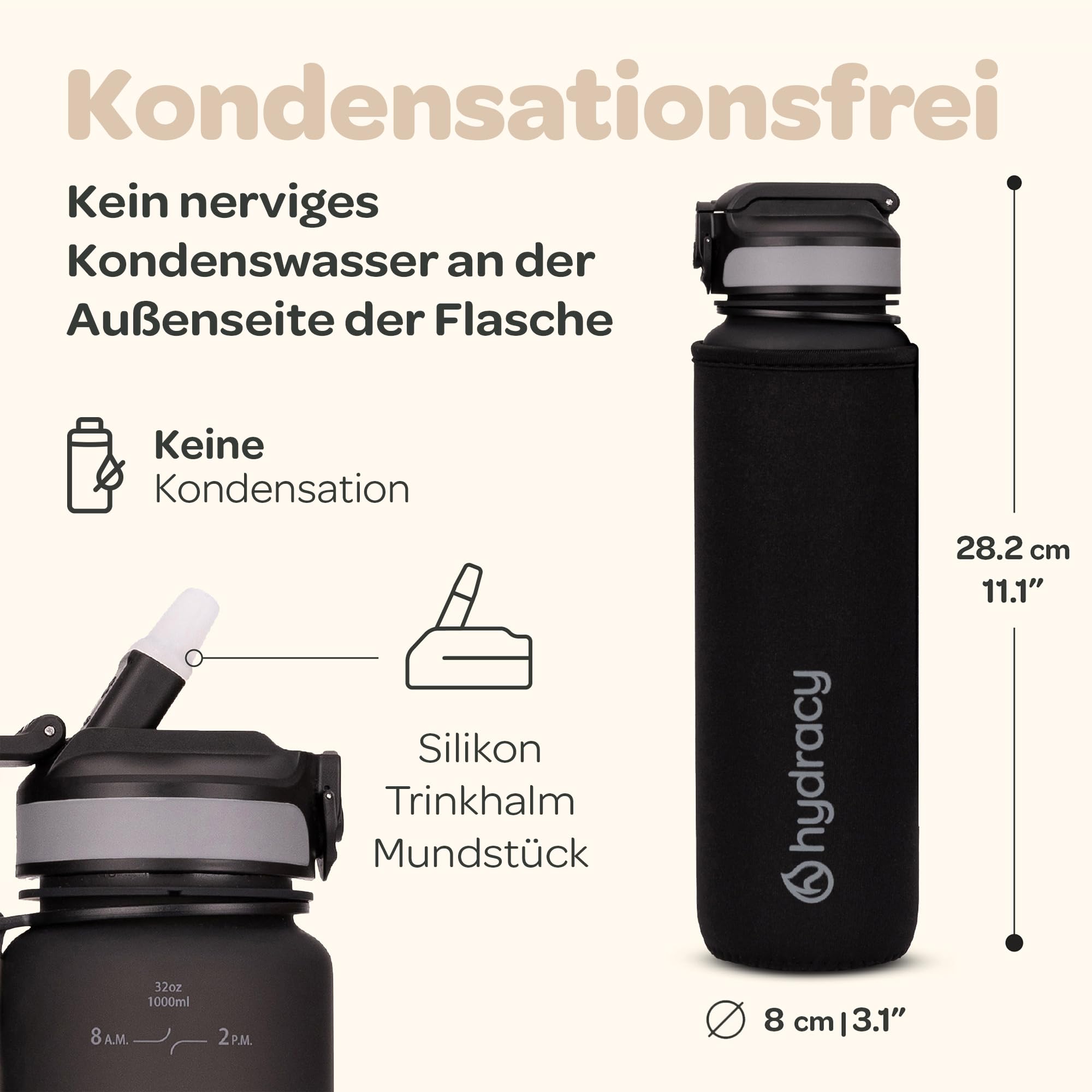 Motivations-Wasserflasche 1 Liter – Mit Zeitmarkierung, Auslaufsicher, Perfekt Für Büro & Sport
