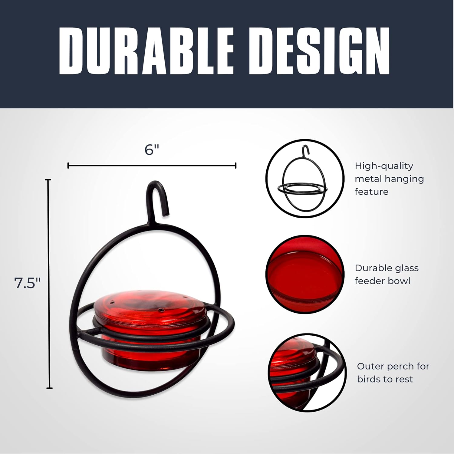 Monarch Abode Hanging Hummingbird Feeders for Outdoors – Single Handcrafted Hanging Glass Hummingbird Feeder with Red Bowl & Perch, Decorative Humming Bird Feeders for Outdoors Garden Patio Deck - Image 2