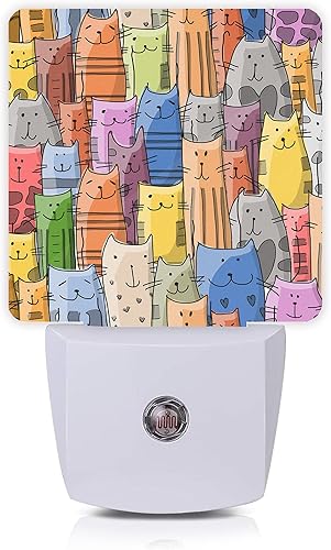 Oeaskly Divertida luz nocturna de gato, divertidas luces de noche con sensor de atardecer a amanecer para escaleras, pasillos, dormitorio, lámpara