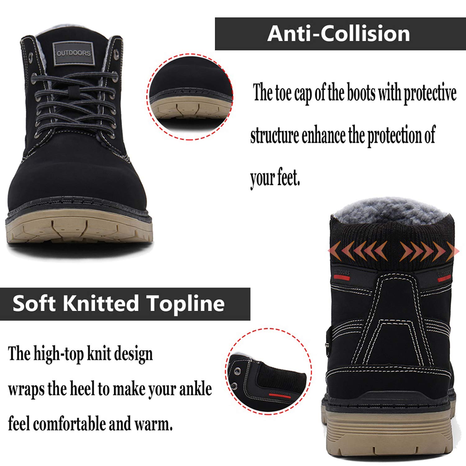 Stivali Uomo Donna Inverno Scarpe da Neve Caldi Snow Boots Impermeabili Stivaletti Pelliccia Stringate Outdoor
