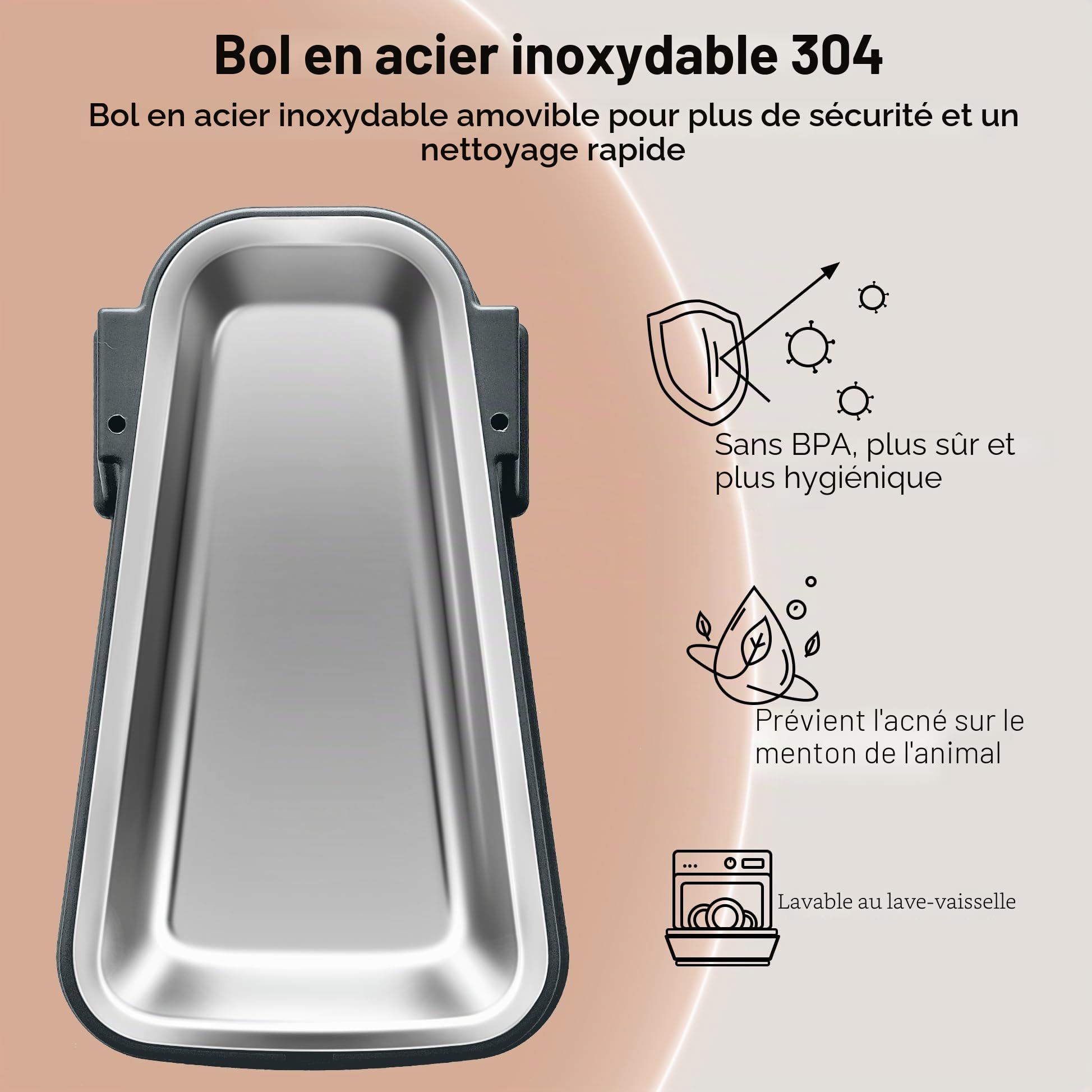 Distributeur Automatique de Nourriture et d'eau pour Chien et Chat avec Bols en Acier Inoxydable, mangeoires à gravité pour Animaux domestiques, 100% sans BPA, Grande capacité pour Chats,