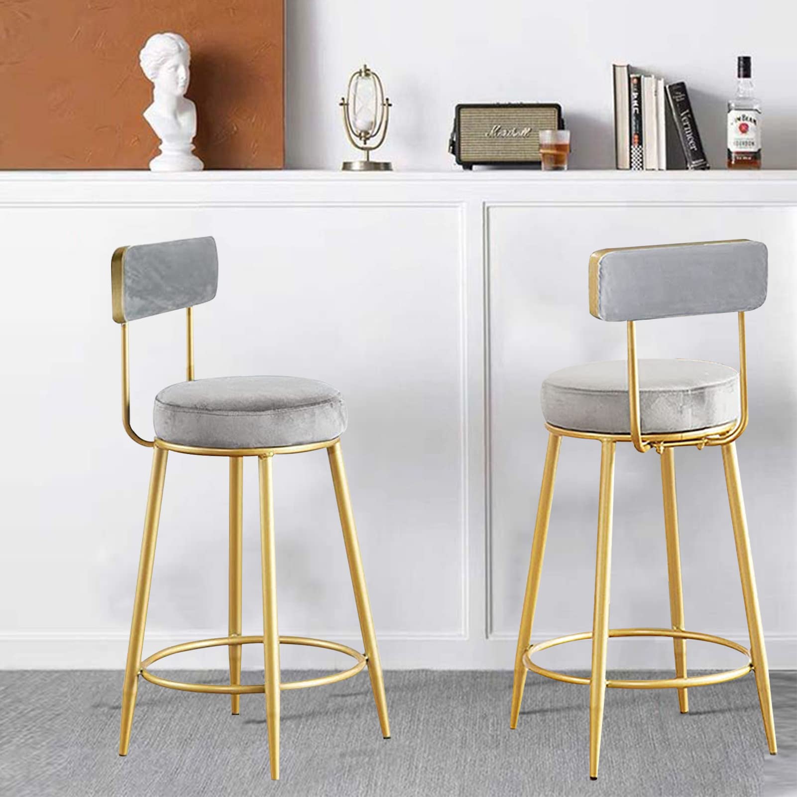 Tabourets de comptoir rembourrés avec repose-pieds et dossier pour mange-debout de cuisine