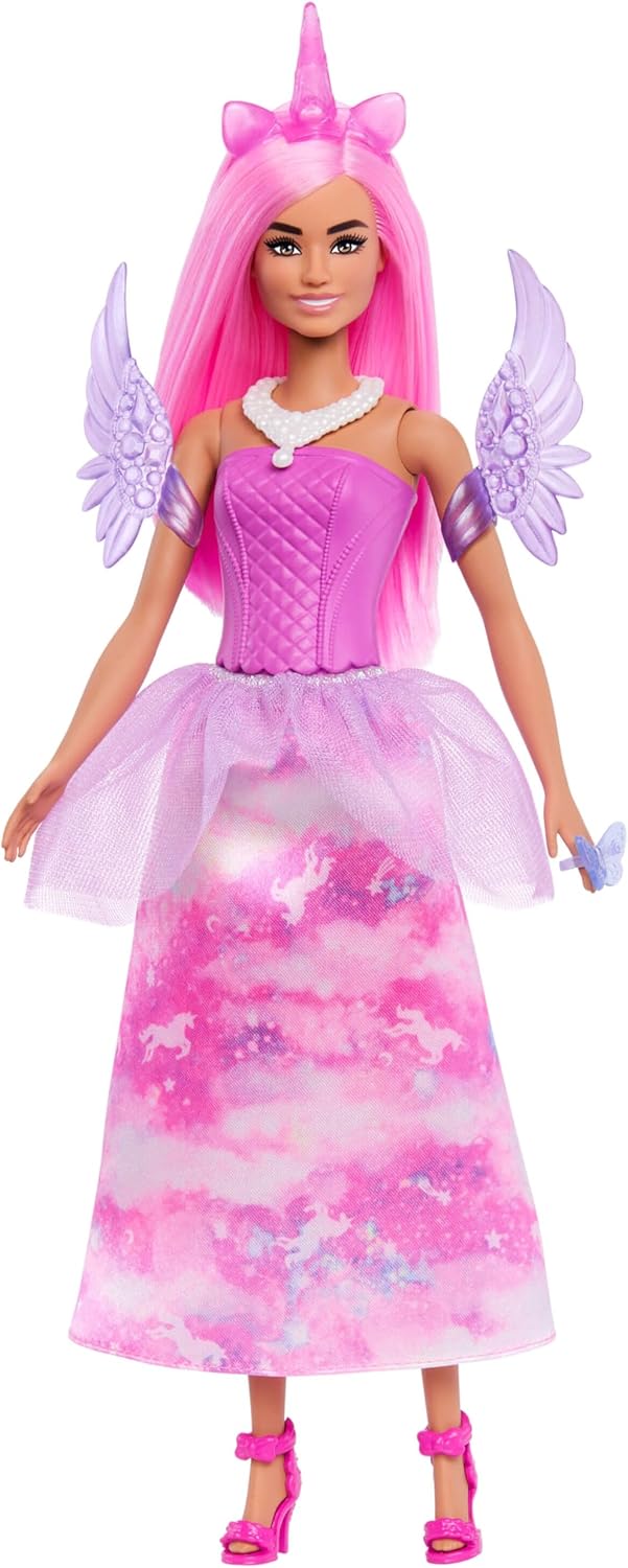 Barbie - Advent Calendar 2025 with Doll - Barbie Fantasy Christmas Calendar with 24 Surprises for Girls - Fashion Doll as Fairy, Mermaid and Princess with Unicorn