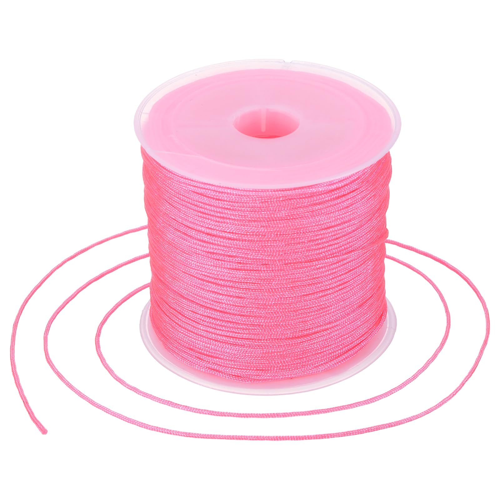 sourcing map 0.8mm Nylon String for Bracelets, 44 Yards Thread Pink Red