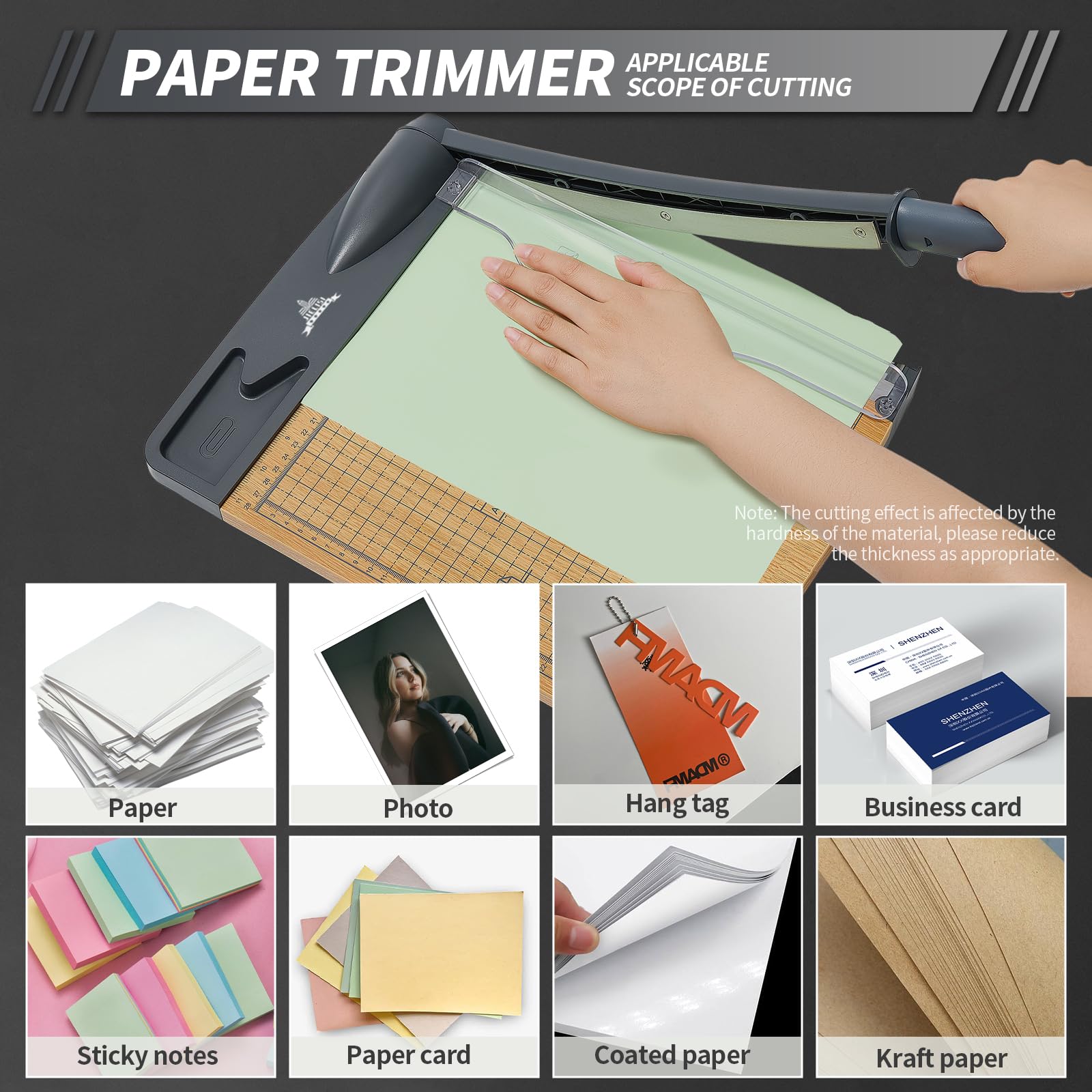Taglierina a ghigliottina per legno, prestazioni di taglio fino a 16 fogli, lunghezza di taglio 30,5 cm, resistente, con protezione di sicurezza e blocco lama, formato A4, manuale