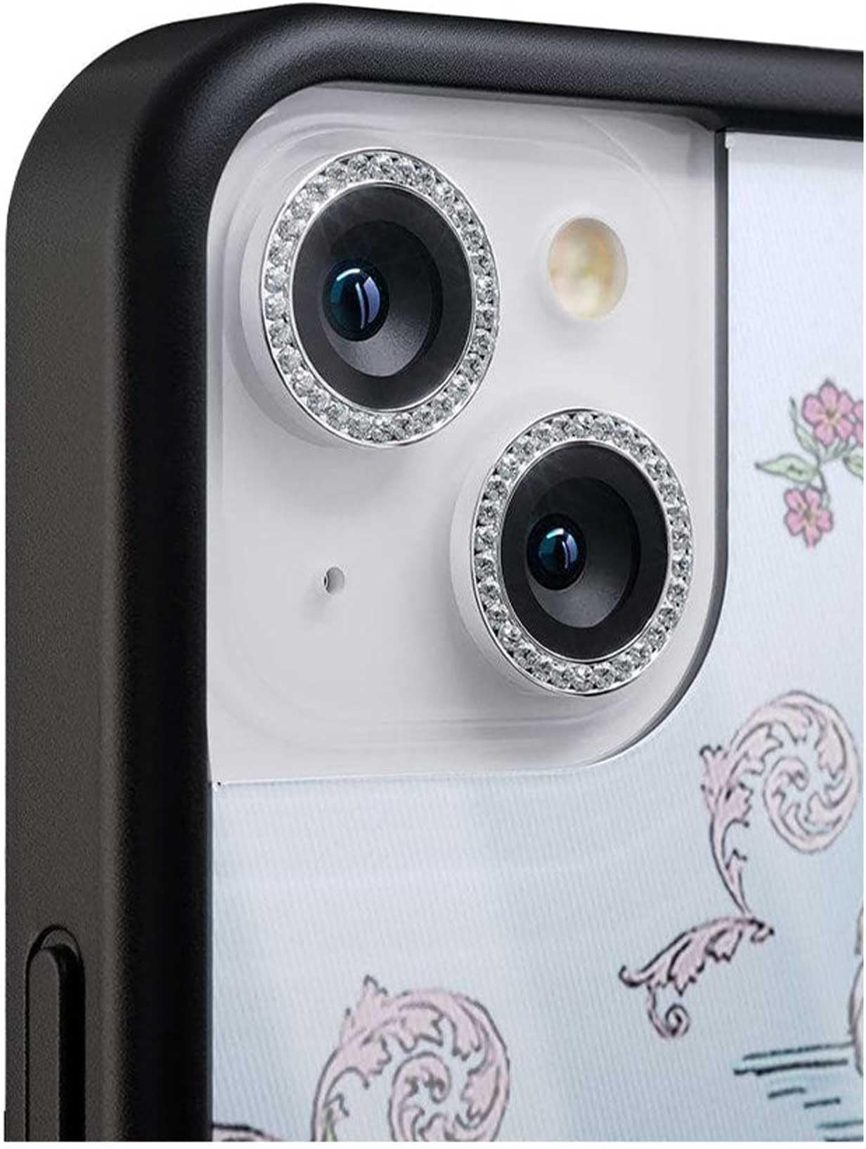 Wildflower Cases - Silver Camera Bling, Compatible with Apple iPhone 12 Pro | Phone Case Compatible, Sparkle, Reflective, Glitter, Diamond, Jeweled Ring, Glass Lens Protector