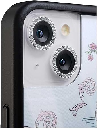 Wildflower Cases - Silver Camera Bling, Compatible with Apple iPhone 14 Pro & 14 Pro Max | Phone Case Compatible, Sparkle, Reflective, Glitter, Diamond, Jeweled Ring, Glass Lens Protector