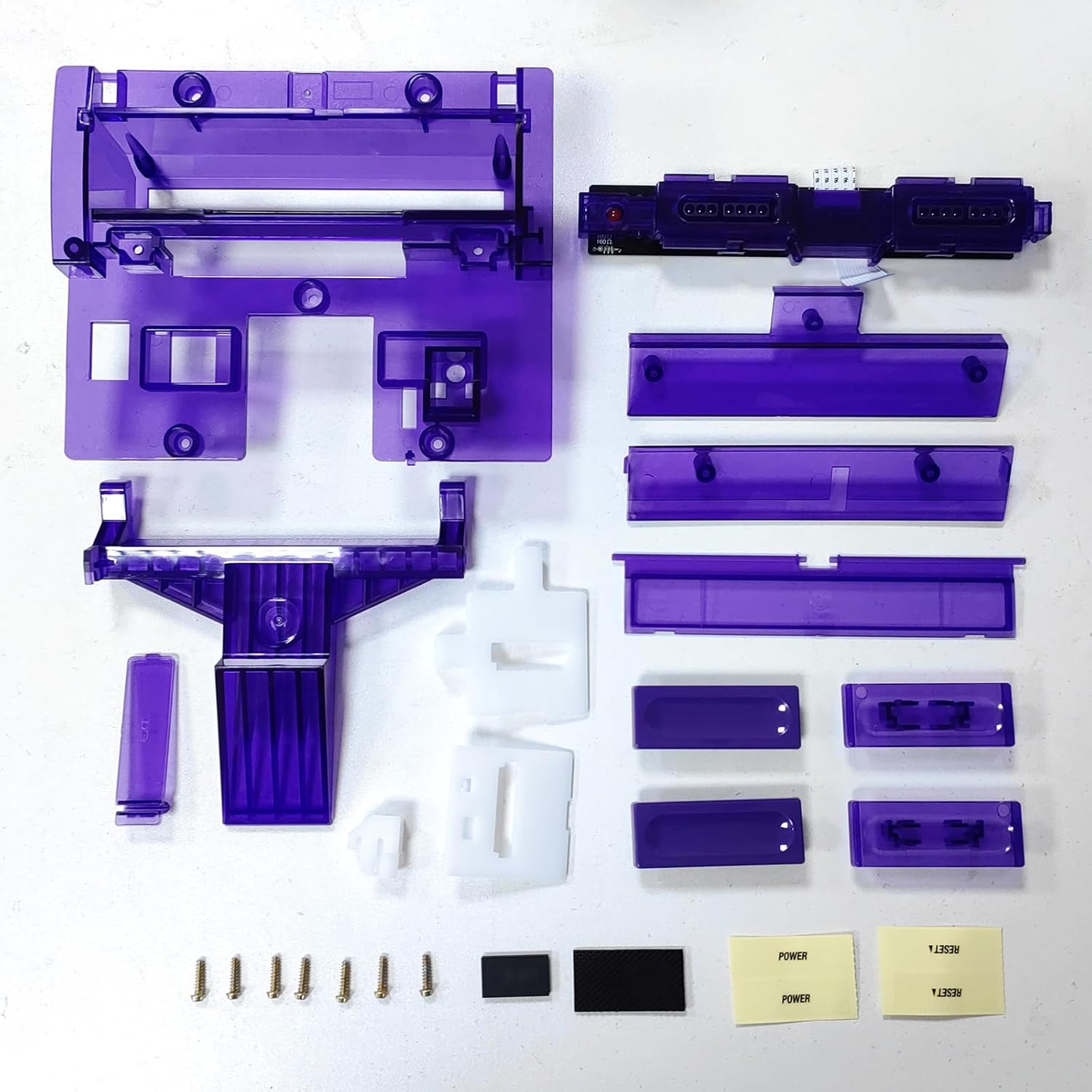 Hzxkqmil Replacement Housing Shell for SNES Console, Translucent Case Custom Shell Accssories for Nintendo SNES Retro Game Console US Version, Transparent Purple