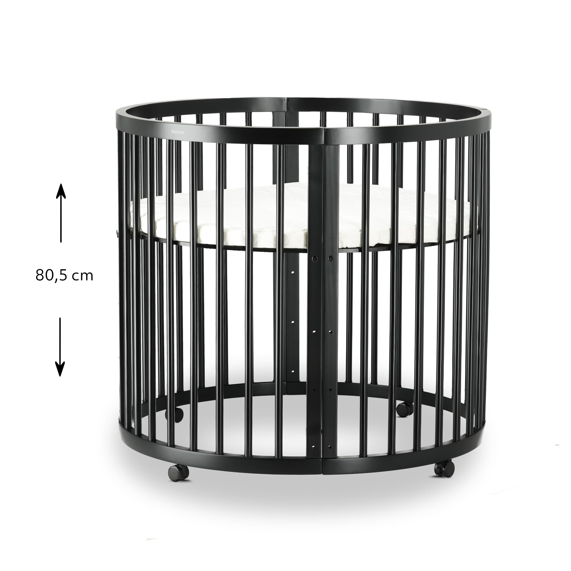 Deryan Willow Spielbox rund – Holz Laufstall für Babys – Inkl. Matratze – Schwarze Baby Playpen – Sicherer Indoor Spielplatz aus Holz - Schwarz