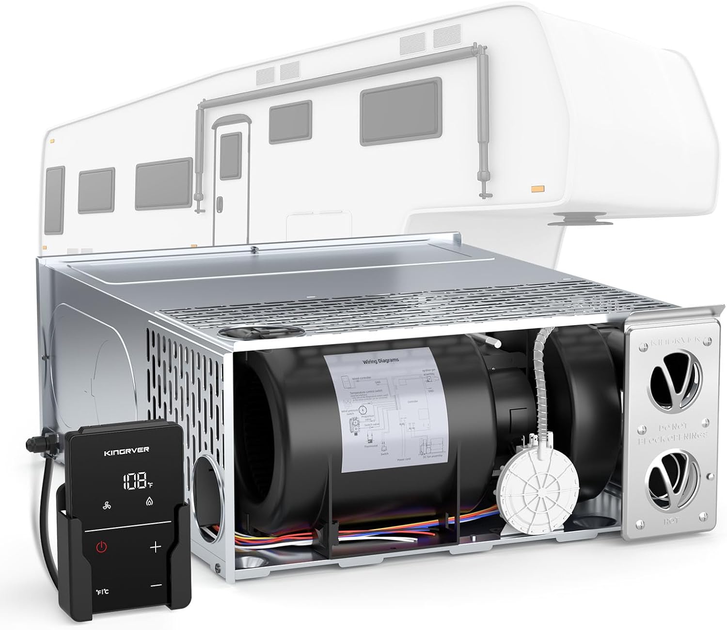 KINGRVER RV Furnace 35,000 BTU– High-Efficiency Camper Furnace with Thermostat for Camper, Motorhome & Travel Trailer